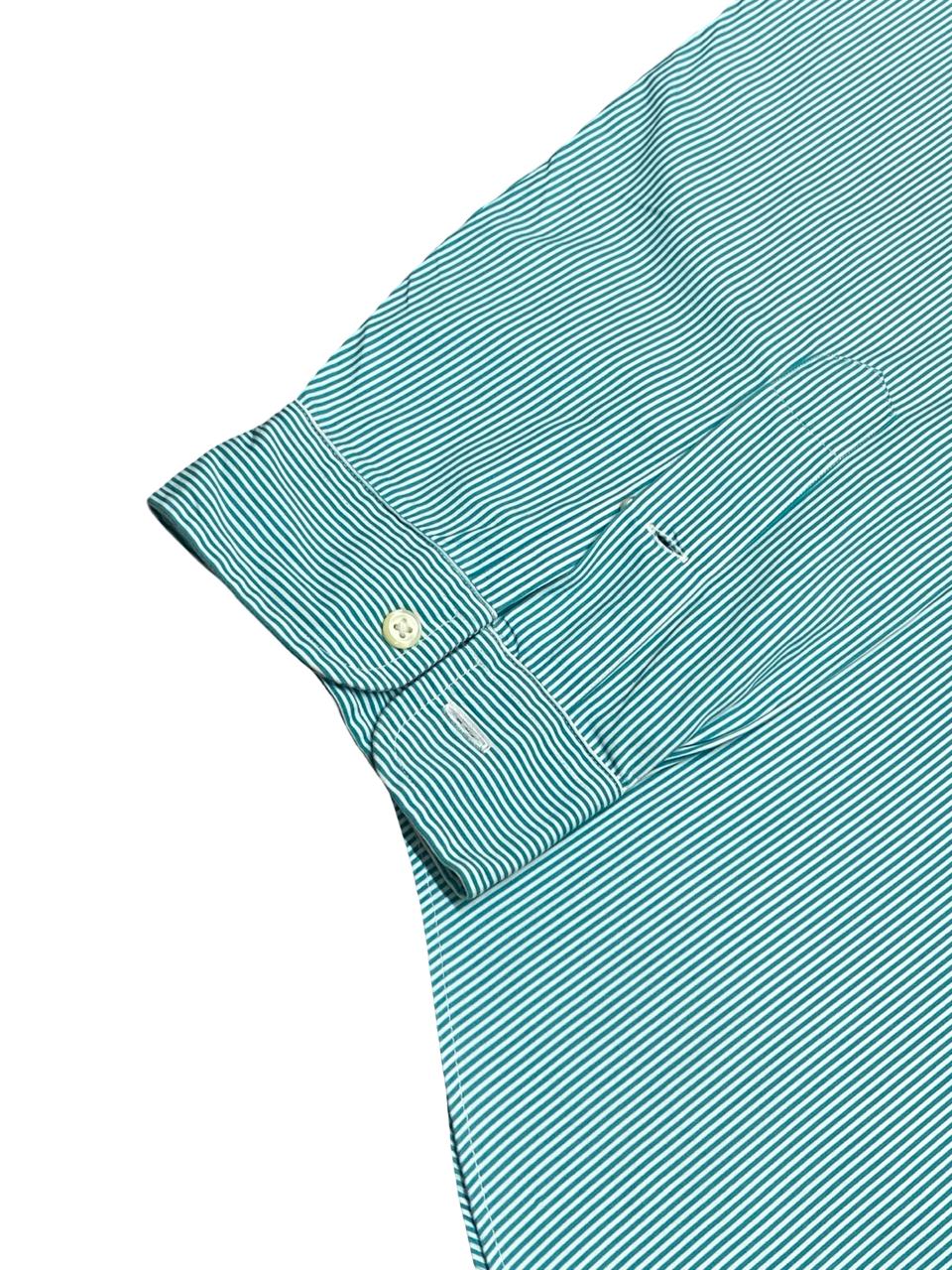 Ralph Lauren Green Striped Shirt | XL | Chest 27.5”