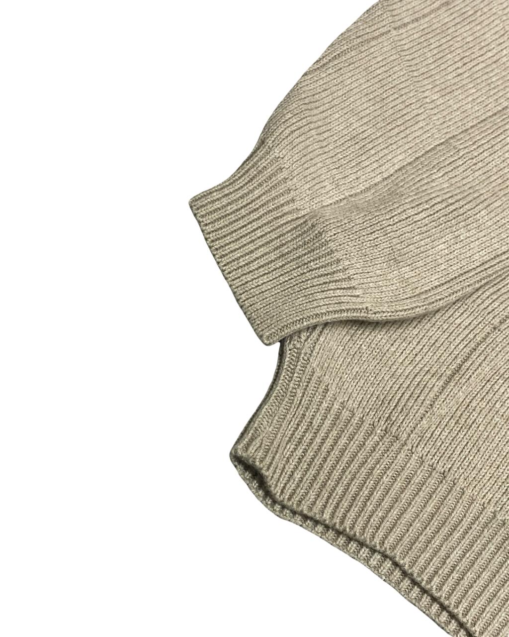 IZOD Beige Textured Grid Crewneck Sweater | Size Large | Chest 24.5”