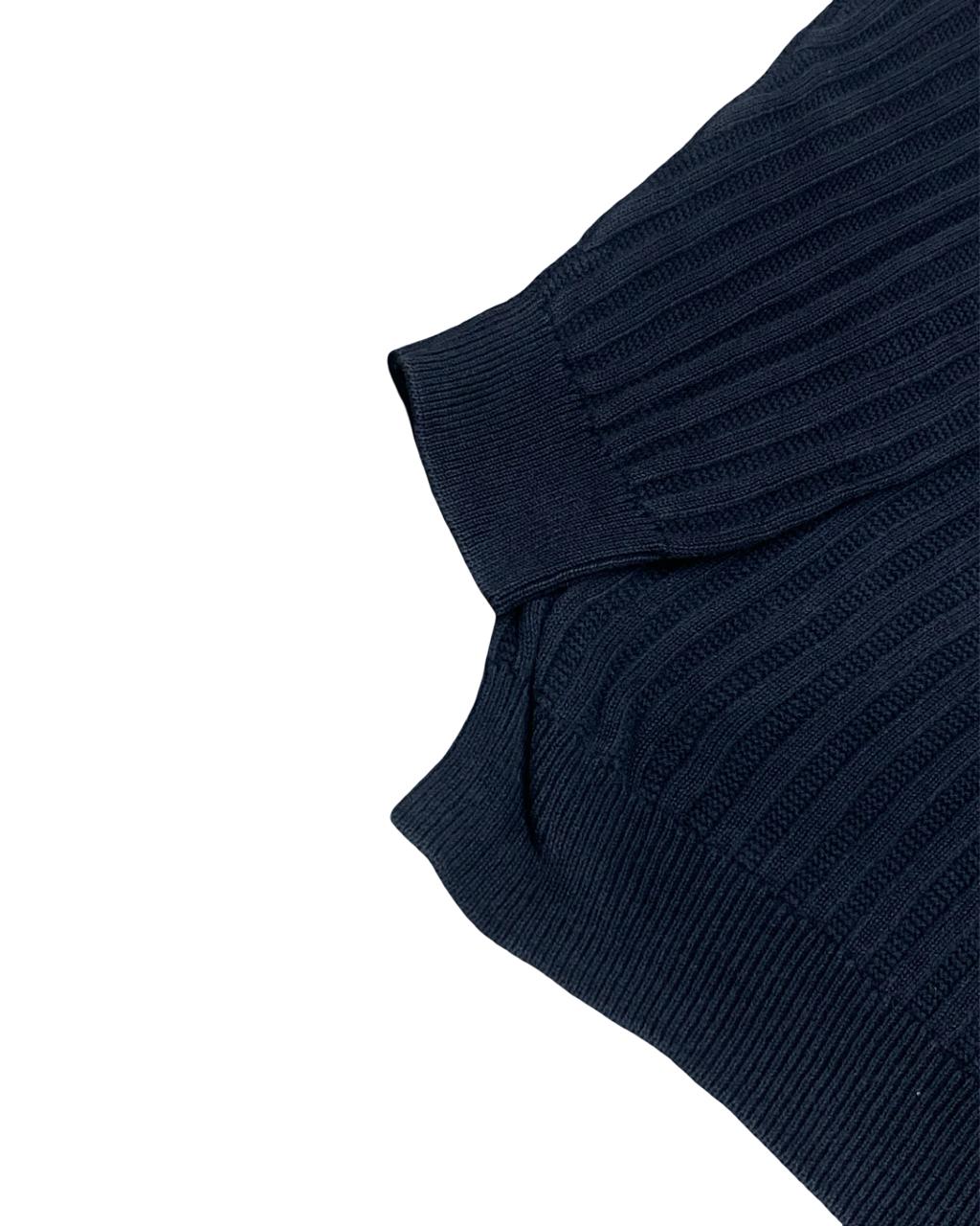 Nautica Navy Blue Ribbed Crewneck Sweater | Size Large | Chest 25”