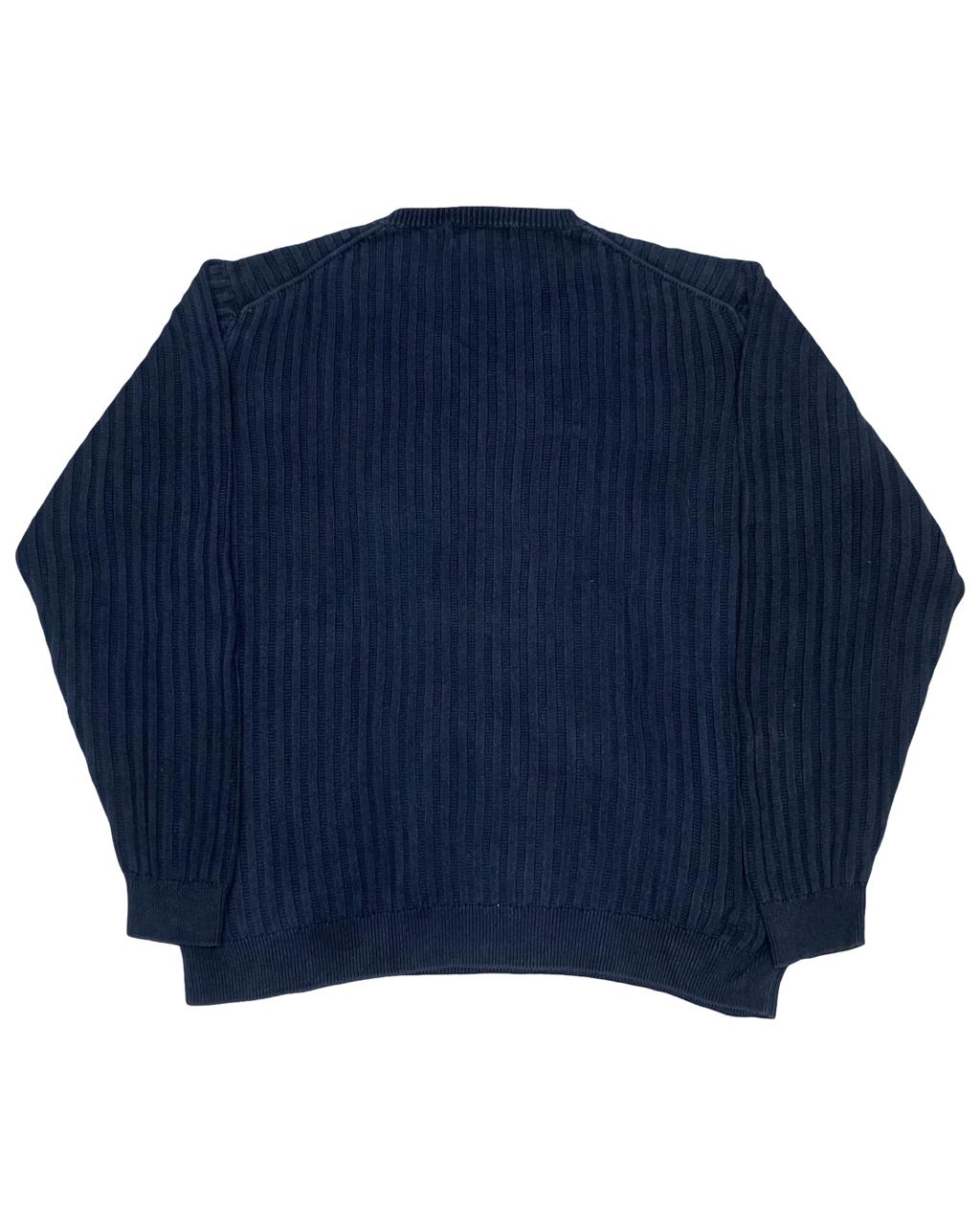 Nautica Navy Blue Ribbed Crewneck Sweater | Size Large | Chest 25”