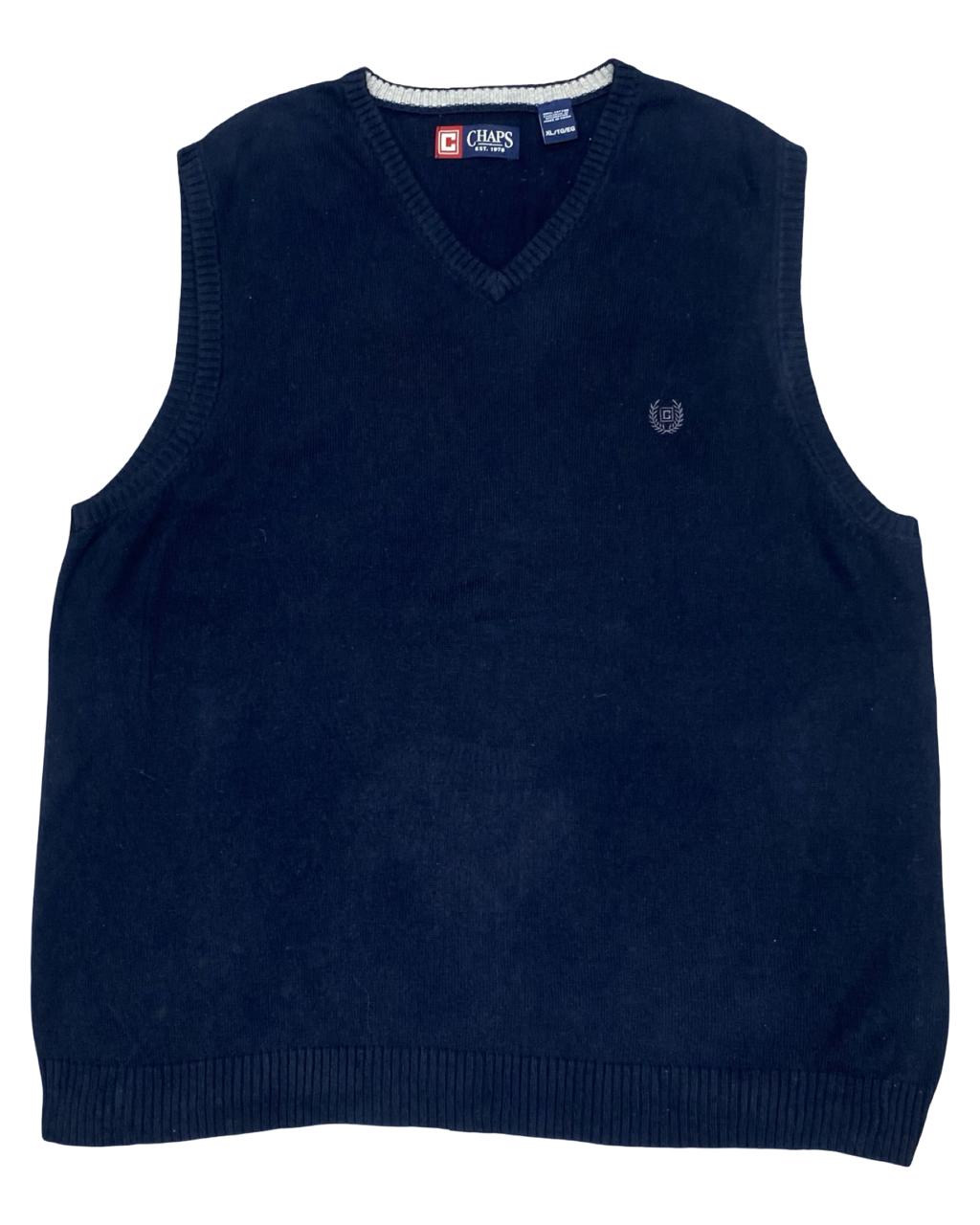 Chaps Navy Blue V-Neck Sweater Vest | Size Large | Chest 25”