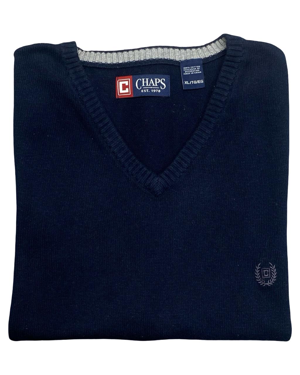 Chaps Navy Blue V-Neck Sweater Vest | Size Large | Chest 25”