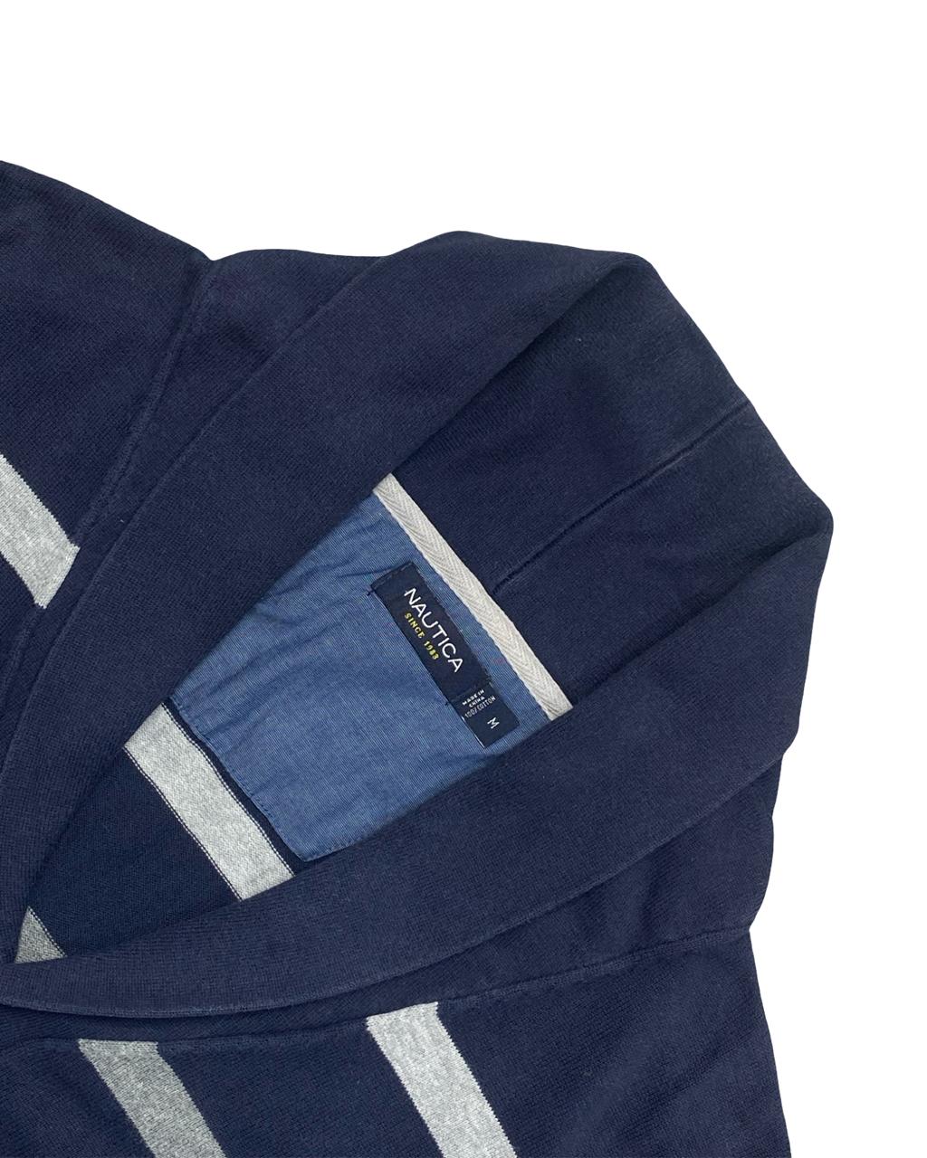 Nautica Striped Shawl Collar Button-Up Cardigan | Size Medium | Chest 22”