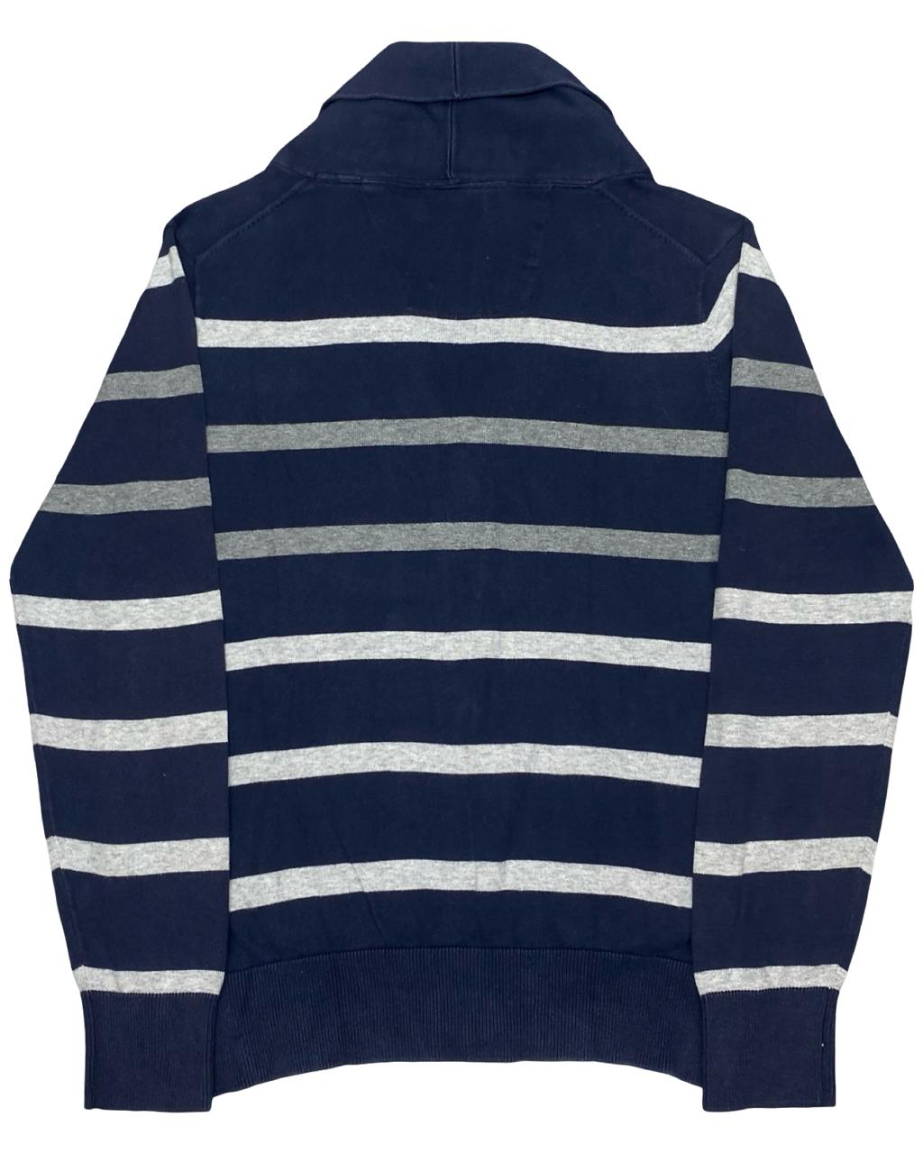 Nautica Striped Shawl Collar Button-Up Cardigan | Size Medium | Chest 22”