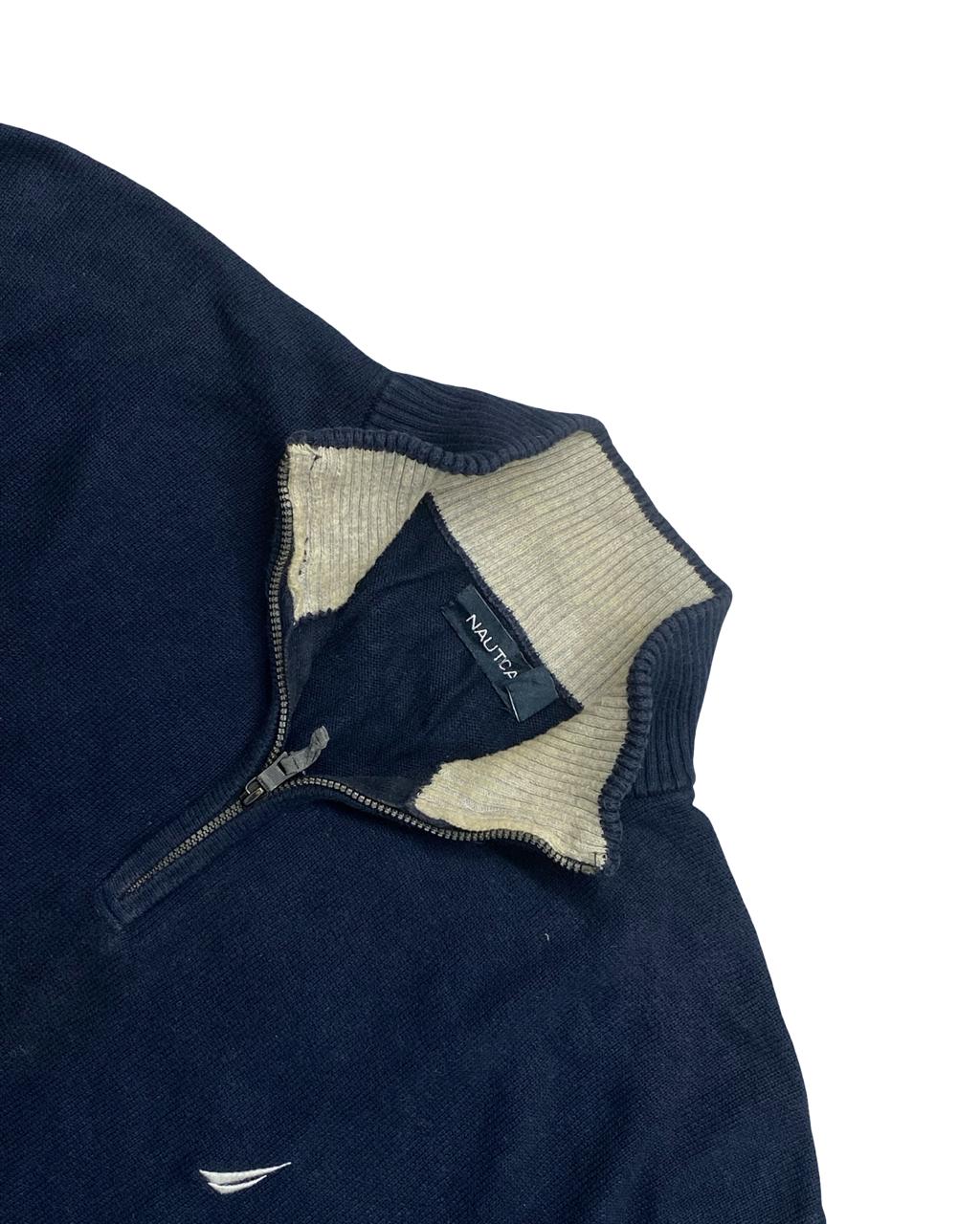 Nautica Navy Blue Half-Zip Sweater | Size XL | Chest 26.5”