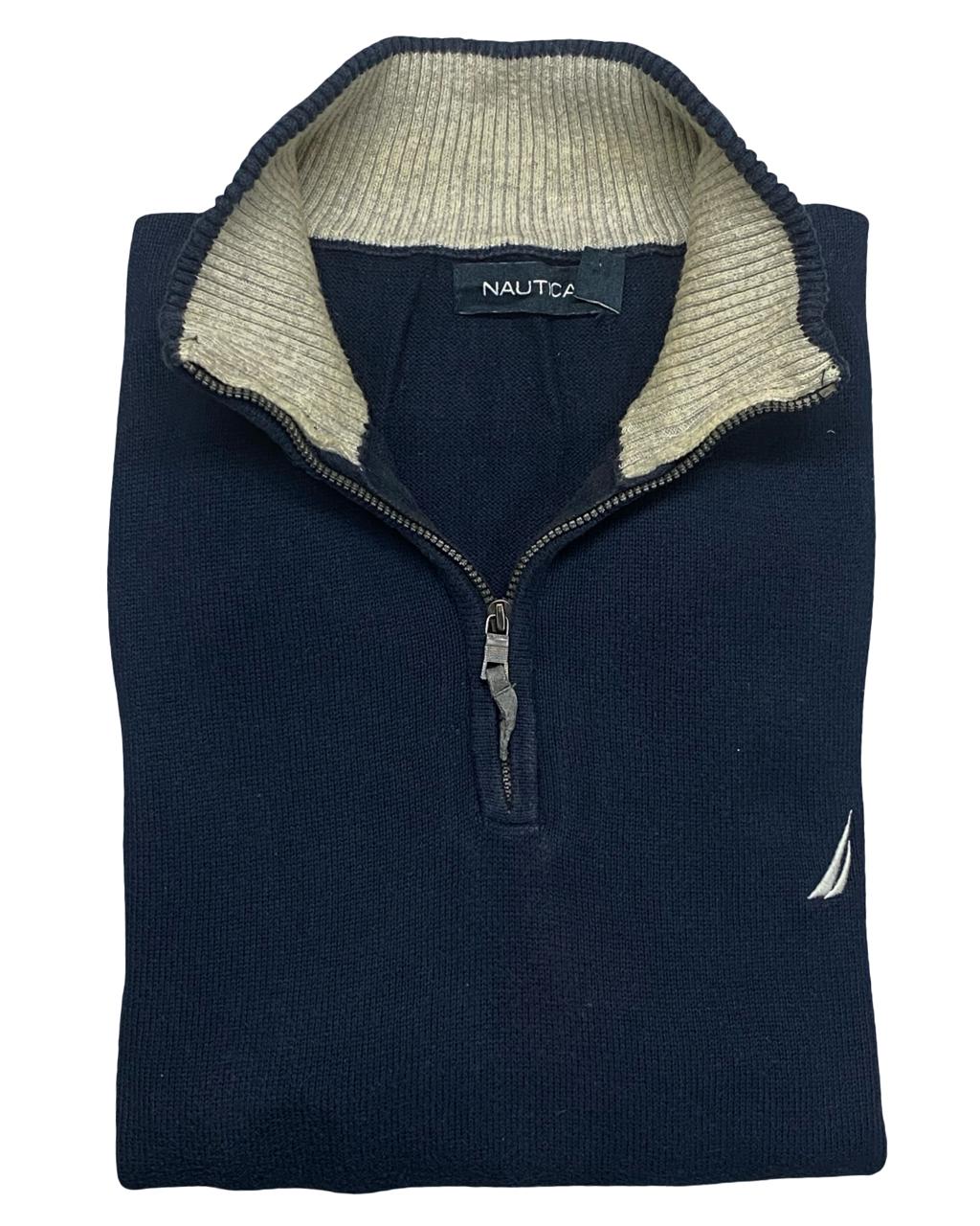 Nautica Navy Blue Half-Zip Sweater | Size XL | Chest 26.5”