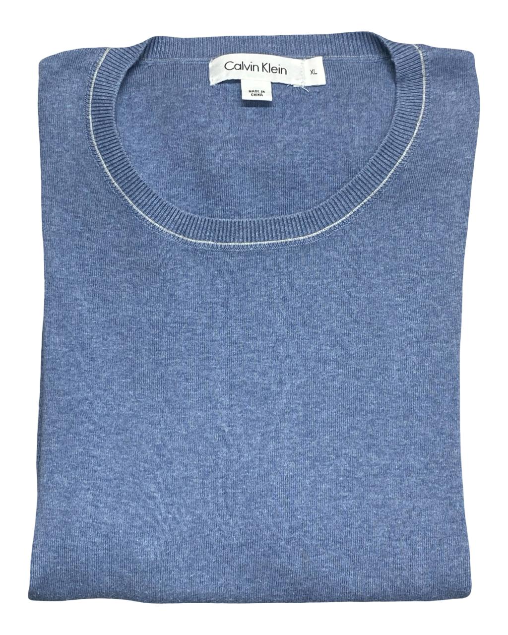Calvin Klein Light Blue Fine Knit Crewneck Sweater | Size XL | Chest 25.5”