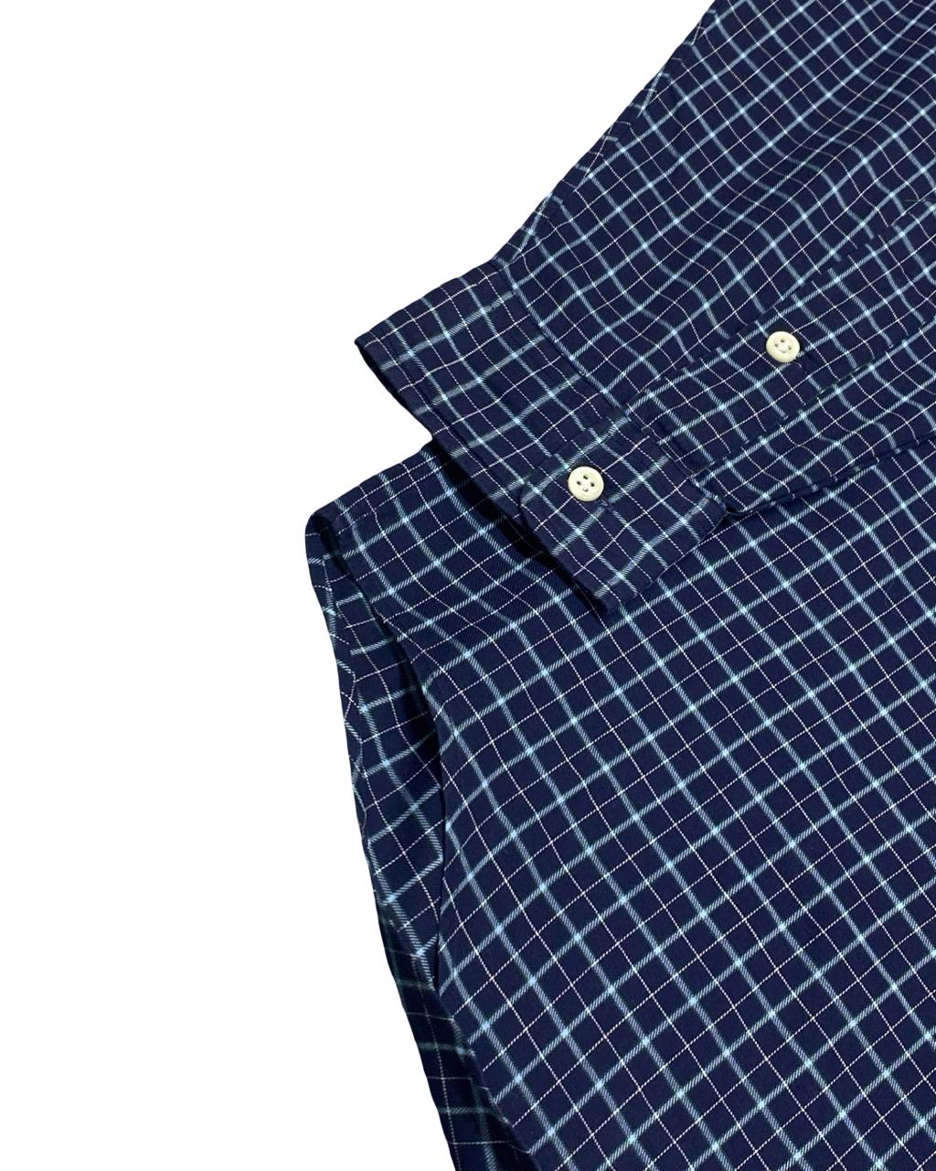 Ralph Lauren Navy Blue Checked Button-Down Shirt | Size XXL | Chest 29”
