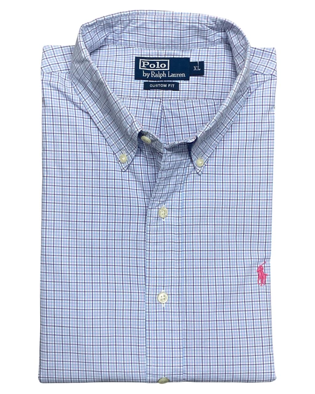 Polo by Ralph Lauren Light Blue Checked Button-Down Shirt | Size Large | Chest 25”