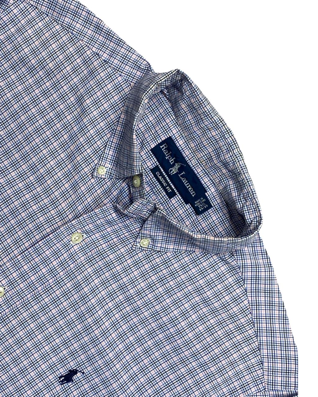 Ralph Lauren Blue & Pink Checked Button-Down Shirt | Size Large | Chest 24”