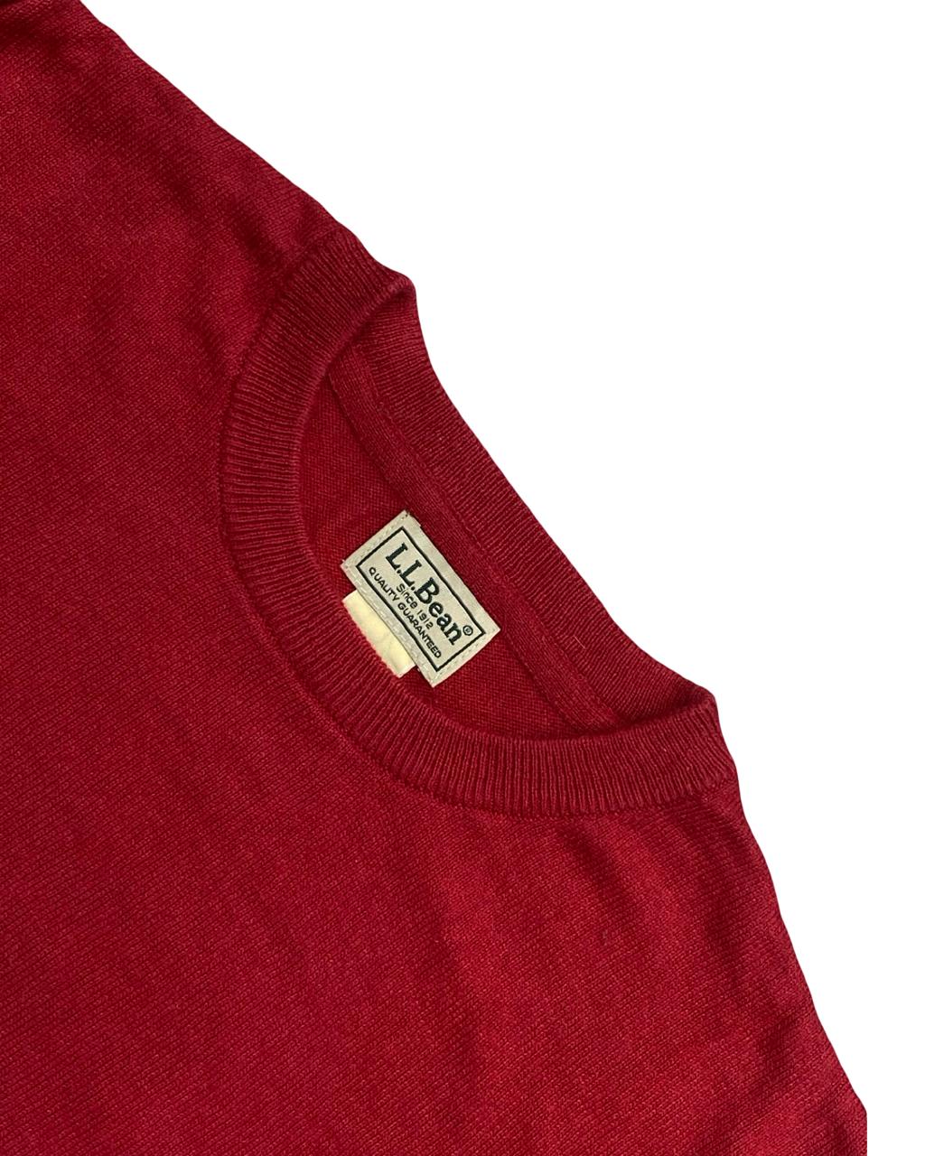 L.L.Bean Crimson Red Cotton-Cashmere Crewneck Sweater | Size Large | Chest 23.5”