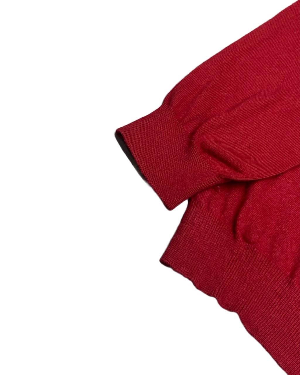 L.L.Bean Crimson Red Cotton-Cashmere Crewneck Sweater | Size Large | Chest 23.5”