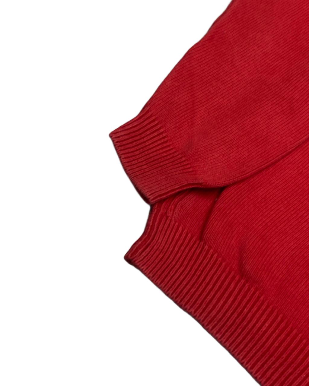 Nautica Red & Navy Colorblock Chest-Stripe Knit Sweater | Size Large | Chest 22”