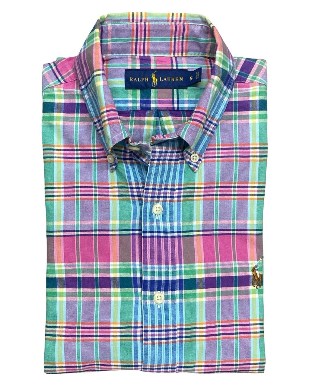 Ralph Lauren Multicolor Plaid Long-Sleeve Button-Down Shirt | Size Medium | Chest 21”