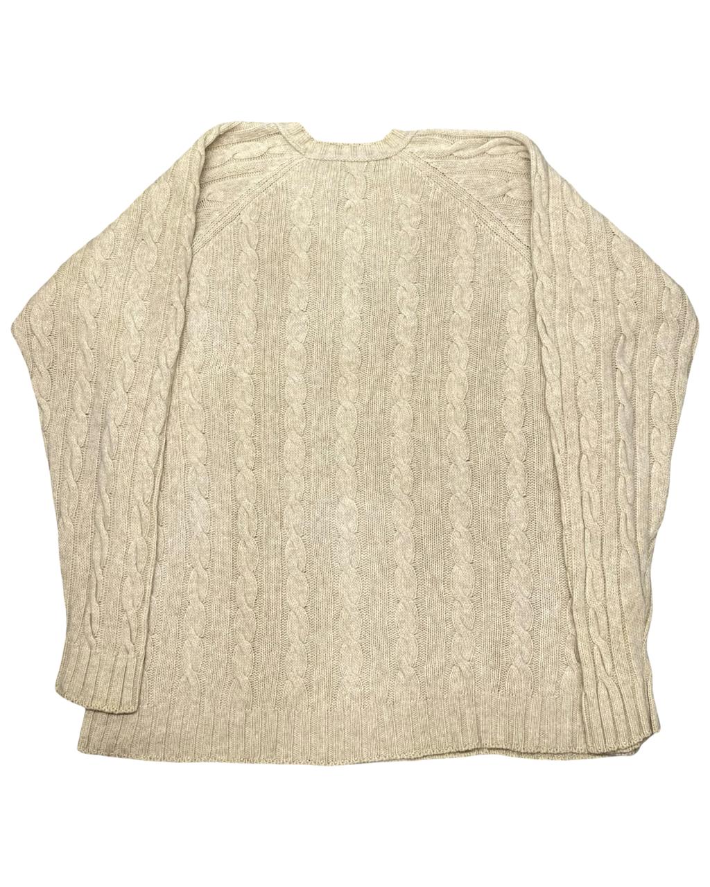 L.L.Bean Oatmeal Vintage Cable-Knit Wool Crewneck Sweater | Size XXL | Chest 28.5”