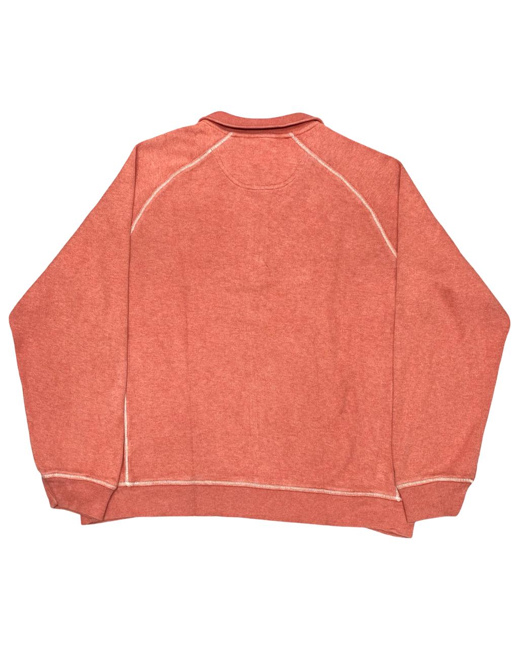 L.L.Bean Coral Pink Quarter-Zip Ribbed Sweatshirt | Size Large | Chest 24”