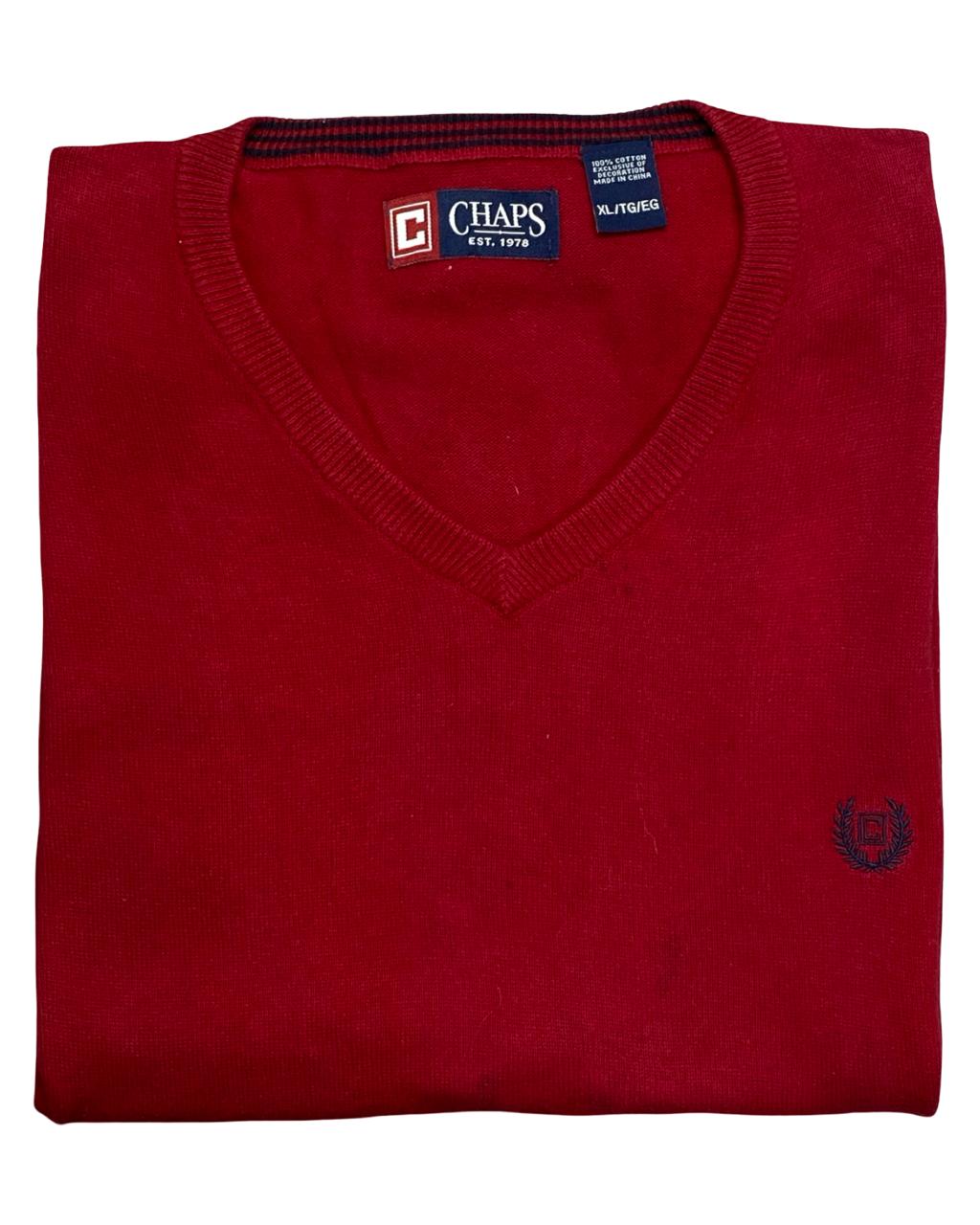 Chaps Red V-Neck Sweater Vest | Size Large | Chest 24”