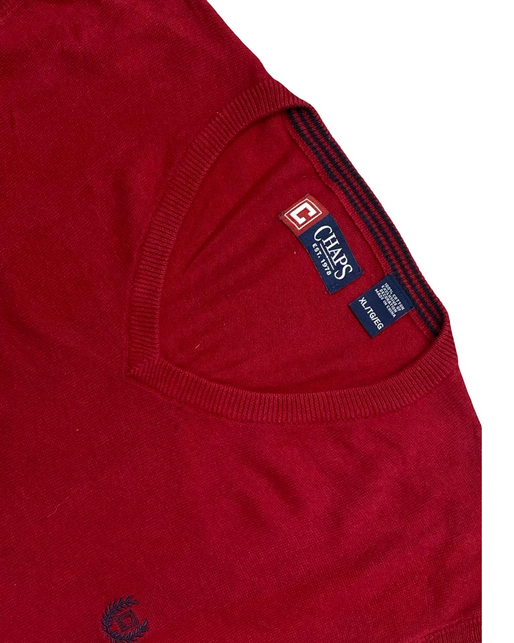 Chaps Red V-Neck Sweater Vest | Size Large | Chest 24”