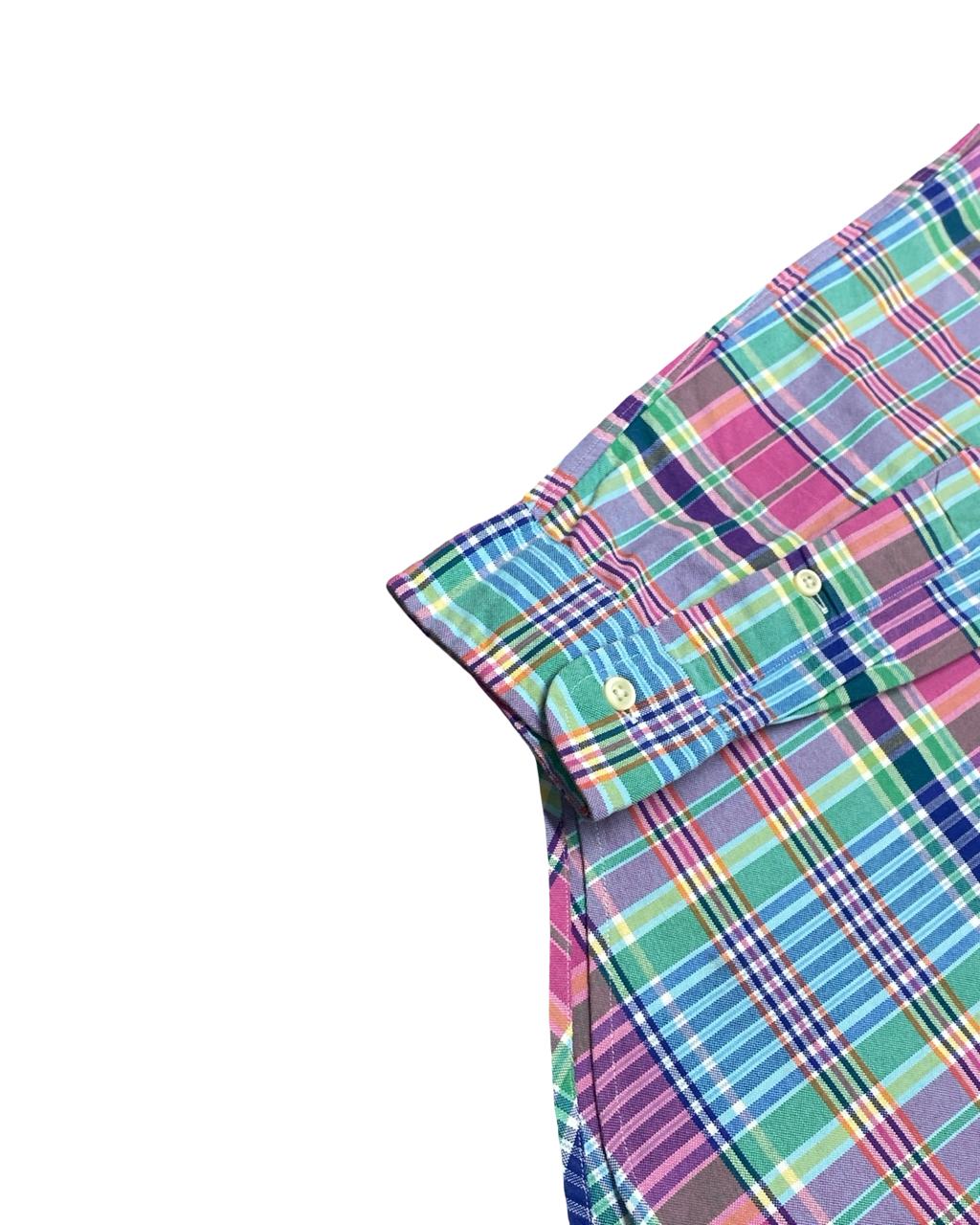 Ralph Lauren Multicolor Plaid Long-Sleeve Button-Down Shirt | Size Medium | Chest 21”