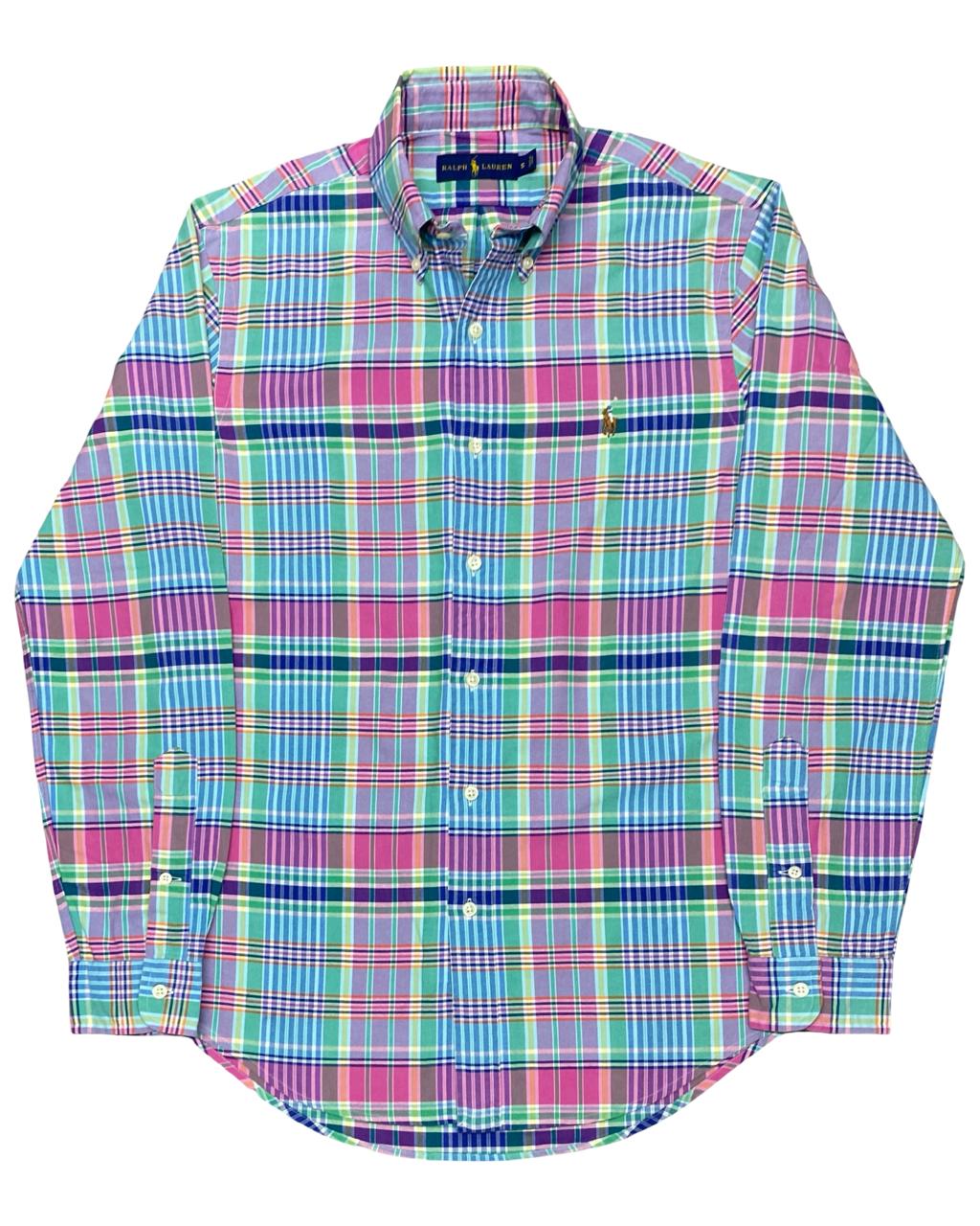 Ralph Lauren Multicolor Plaid Long-Sleeve Button-Down Shirt | Size Medium | Chest 21”