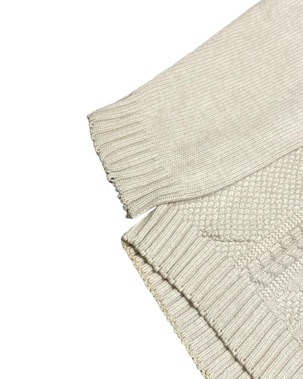 Chaps Off-White Textured Knit Crewneck Sweater | Size Medium | Chest 21.5”