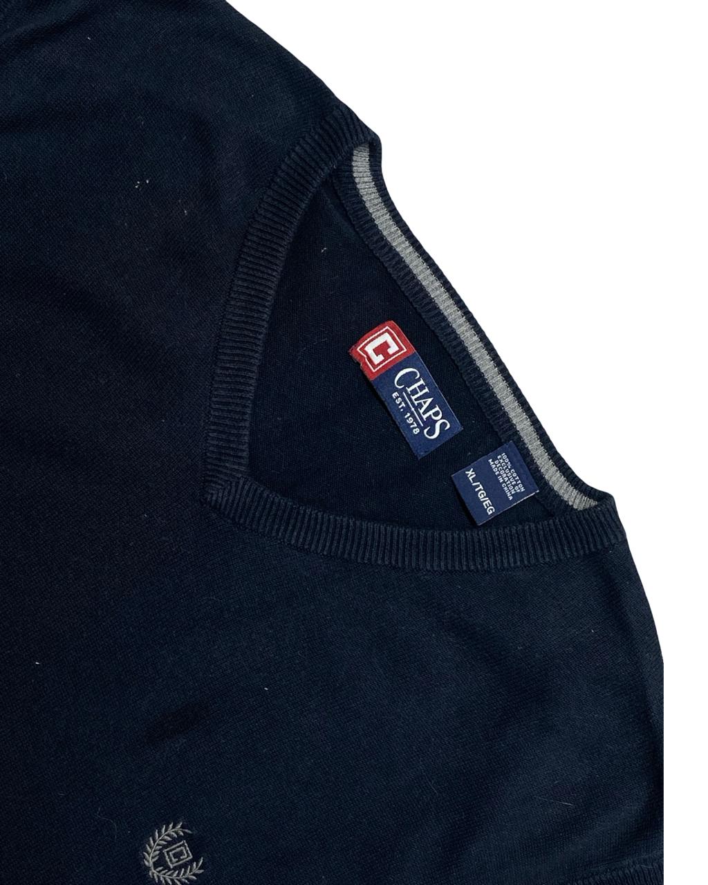 Chaps Navy Blue V-Neck Sweater Vest | Size Large | Chest 25”