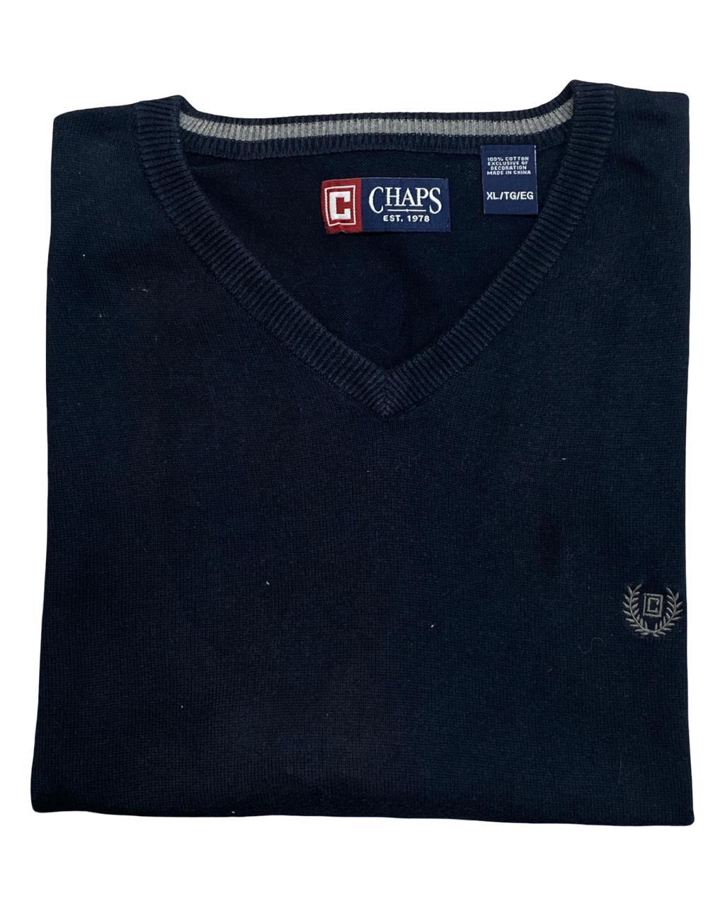 Chaps Navy Blue V-Neck Sweater Vest | Size Large | Chest 25”