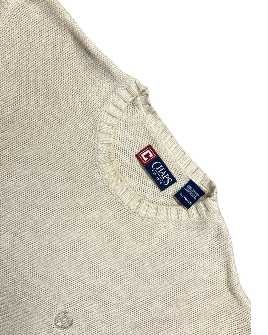 Chaps Cream Knit Crewneck Sweater | Size Large | Chest 24”