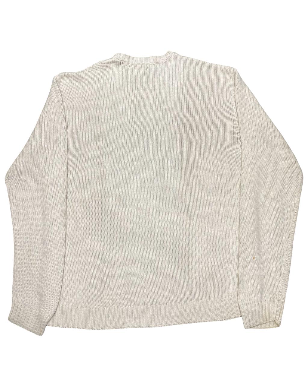 Chaps Cream Knit Crewneck Sweater | Size Large | Chest 24”