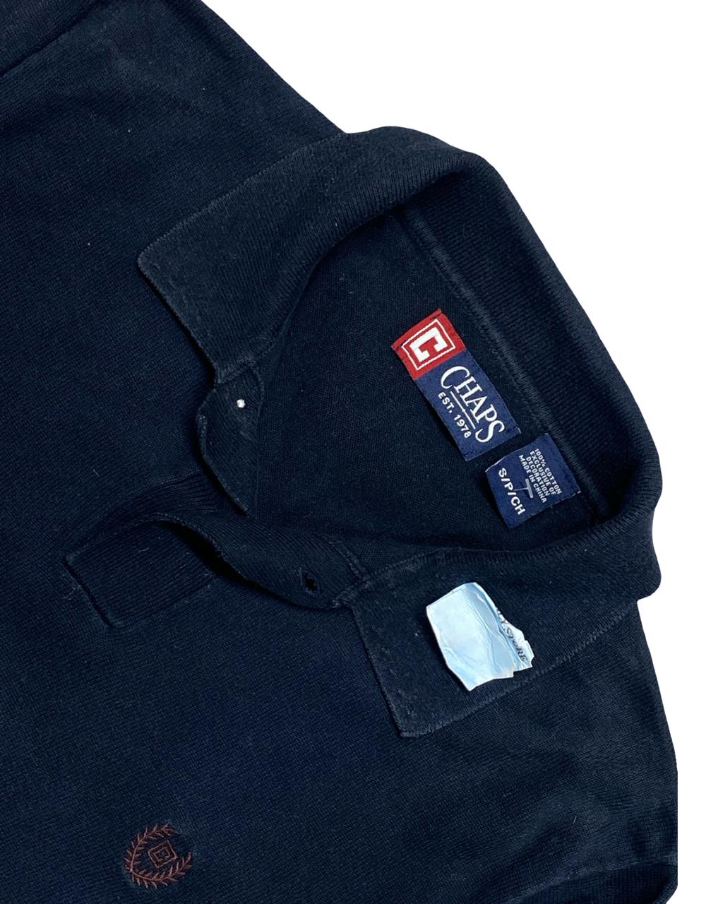 Chaps Navy Blue Long-Sleeve Knit Polo Sweater | Size Small | Chest 19”
