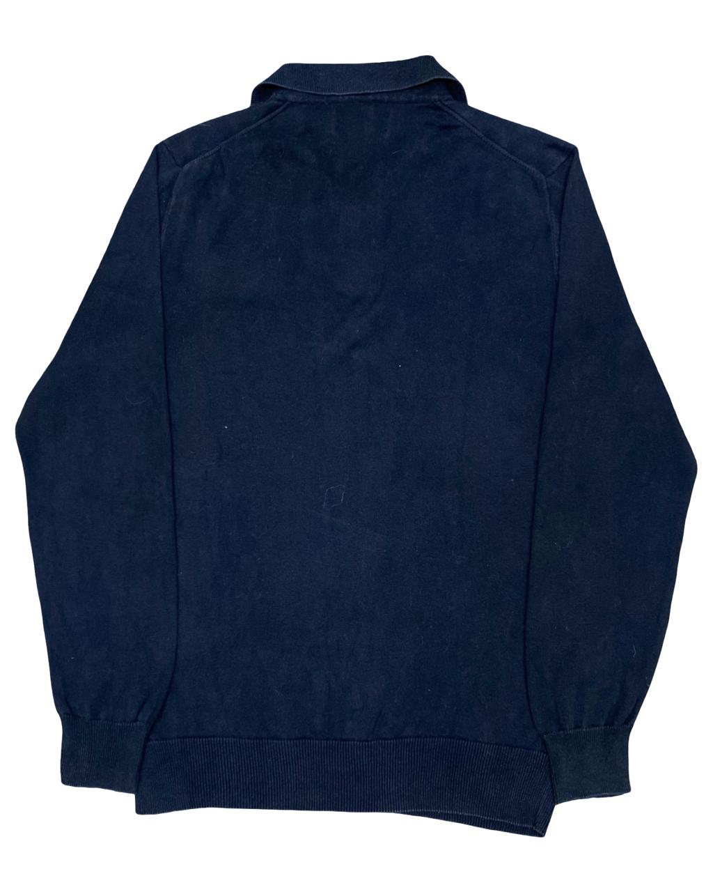 Chaps Navy Blue Long-Sleeve Knit Polo Sweater | Size Small | Chest 19”