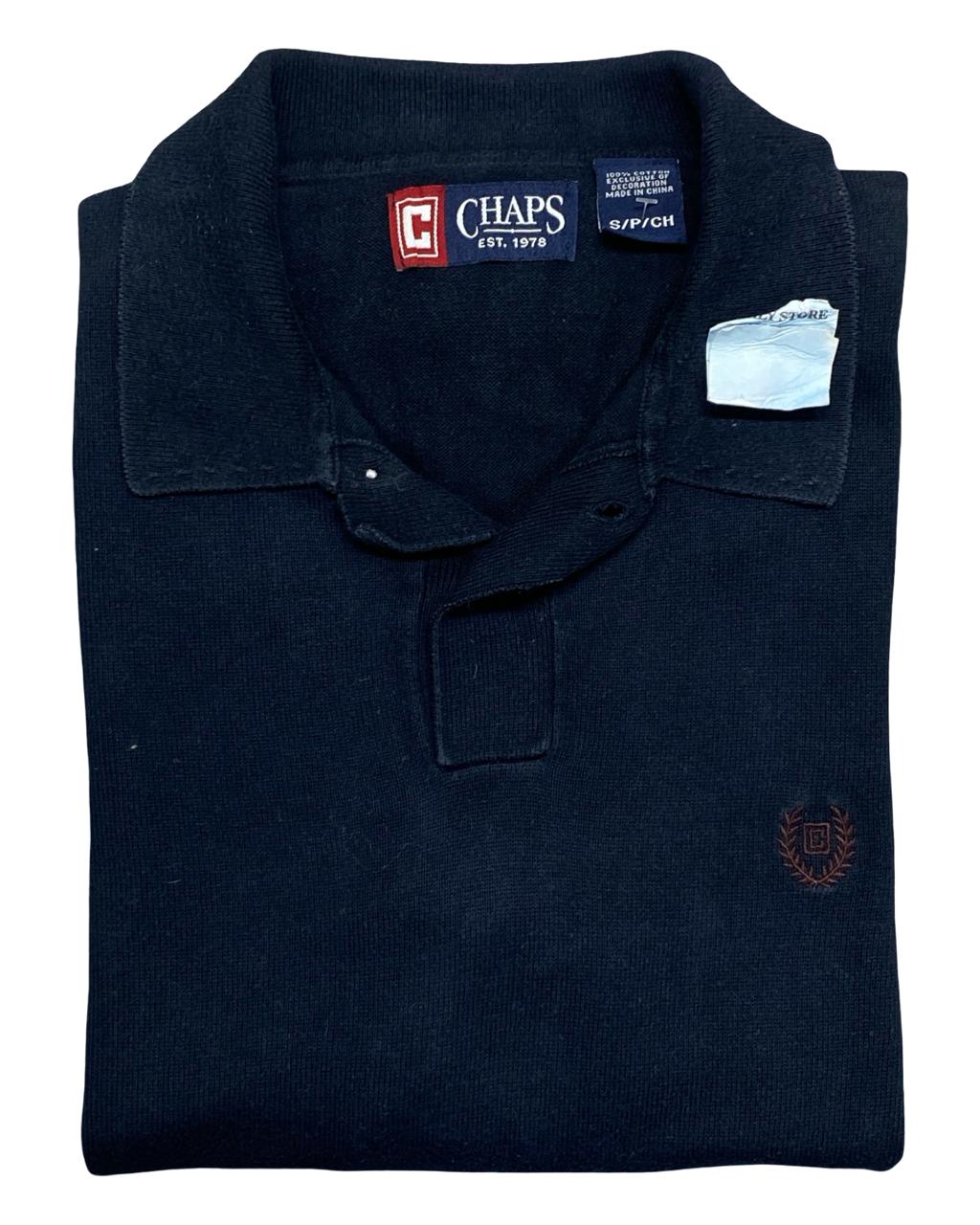 Chaps Navy Blue Long-Sleeve Knit Polo Sweater | Size Small | Chest 19”