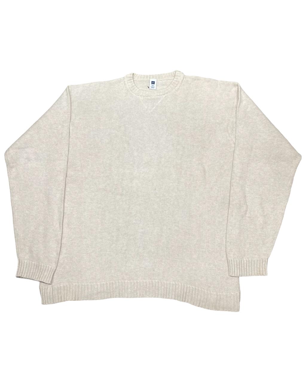 GAP Cream V-Stitch Knit Crewneck Sweater | Size XL | Chest 26”