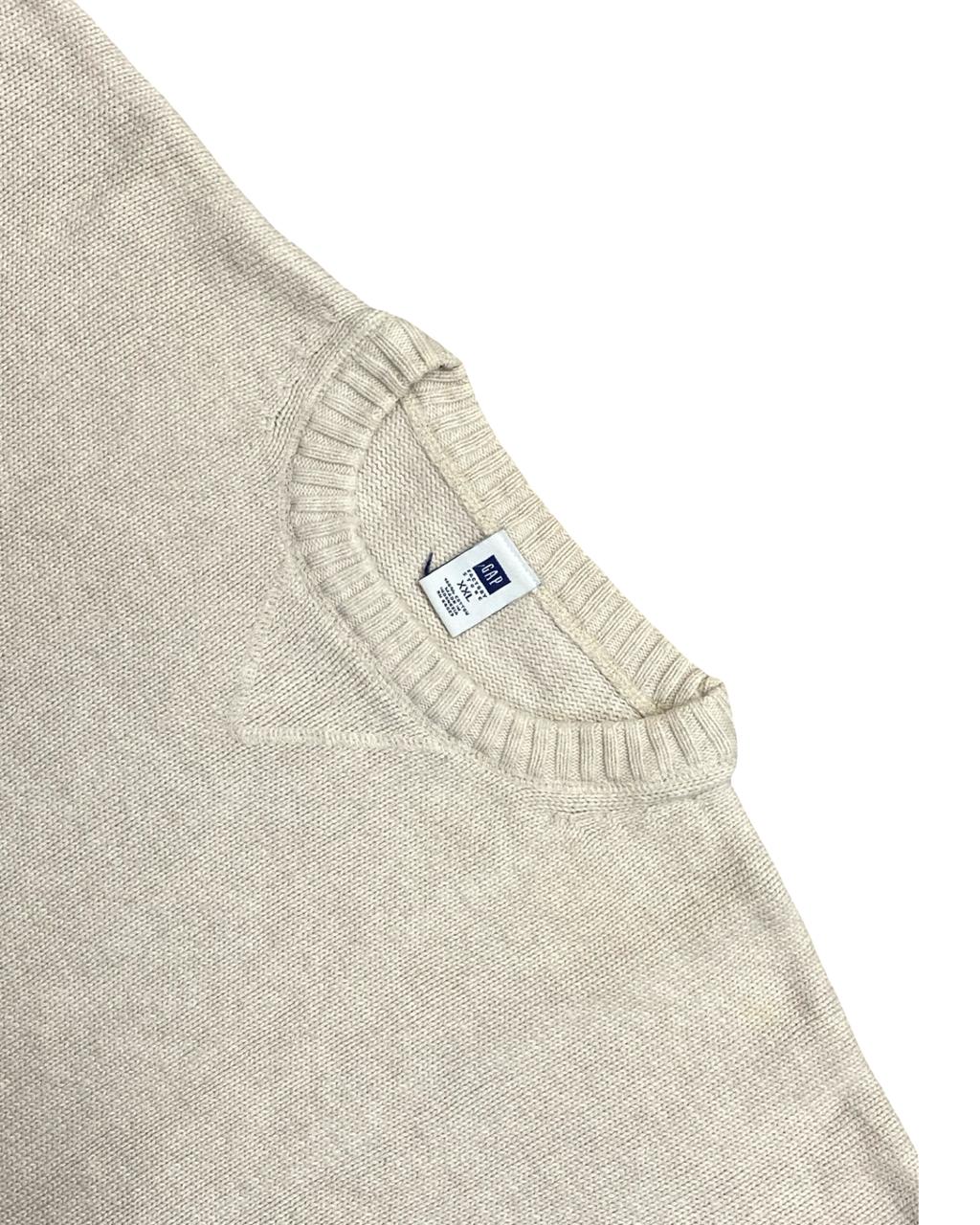 GAP Cream V-Stitch Knit Crewneck Sweater | Size XL | Chest 26”