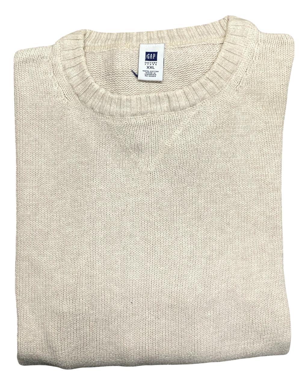 GAP Cream V-Stitch Knit Crewneck Sweater | Size XL | Chest 26”