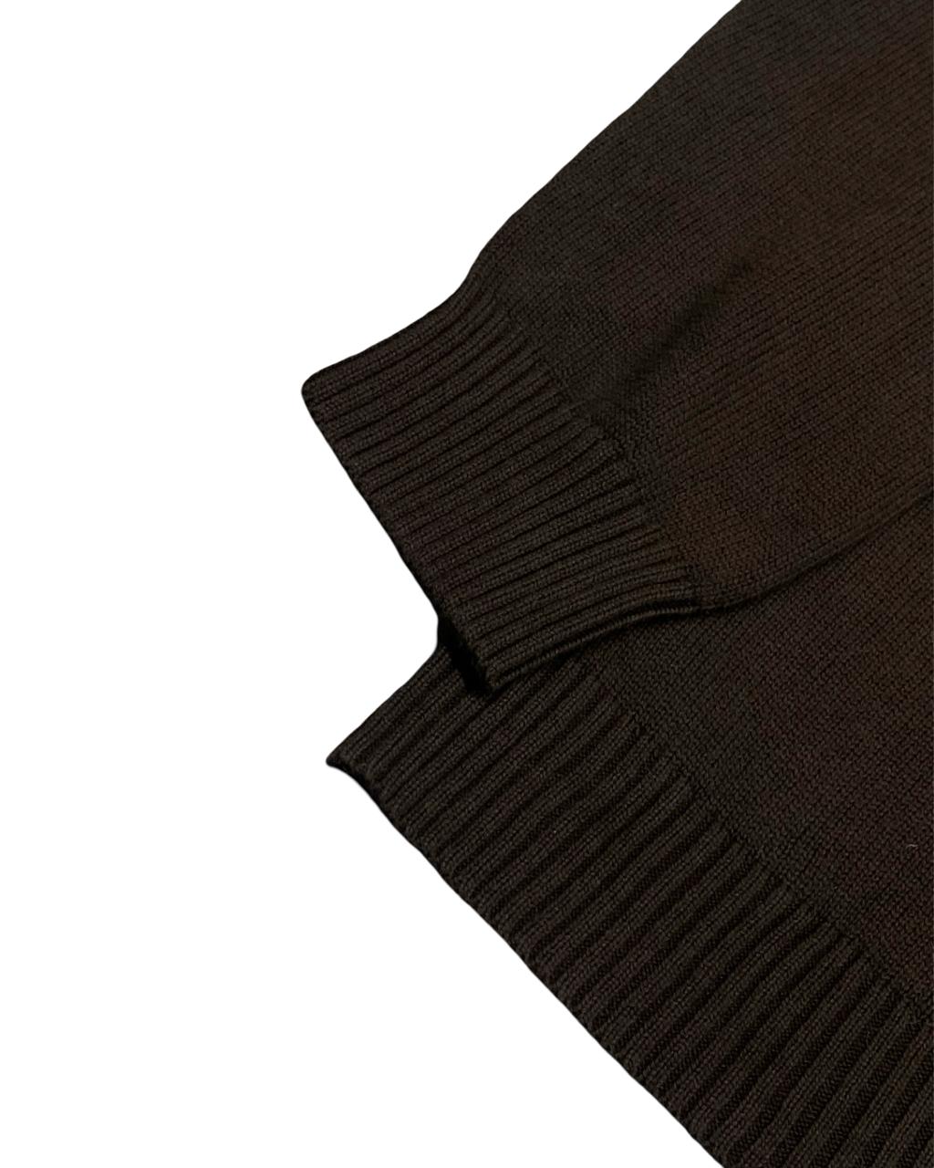 Nautica Dark Brown Full-Zip Cotton Knit Cardigan Sweater | Size Large | Chest 25”