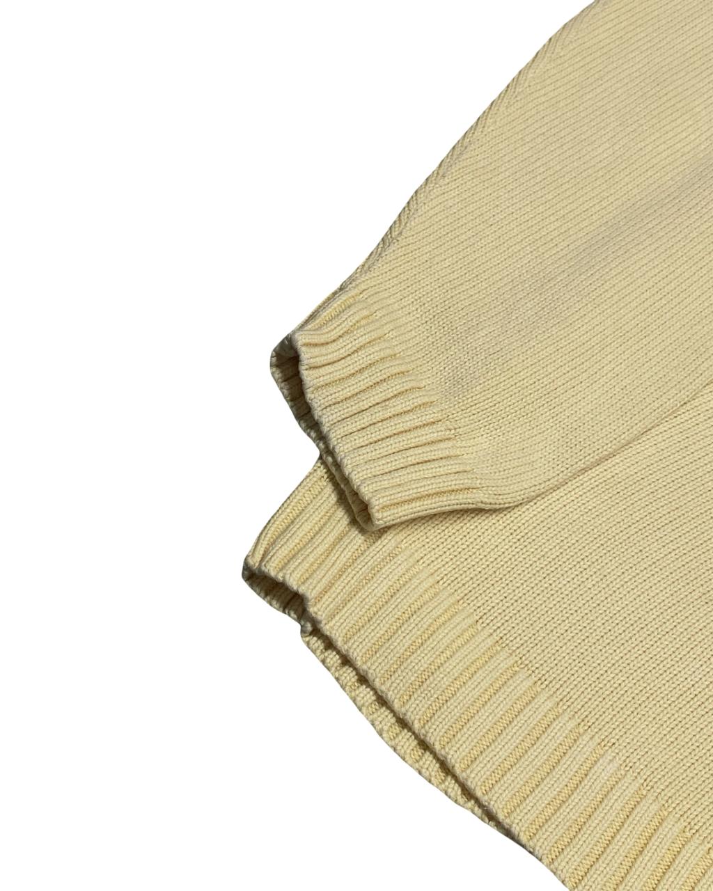 L.L.Bean Pastel Yellow Quarter-Zip Cotton Knit Sweater | Size XL | Chest 26”