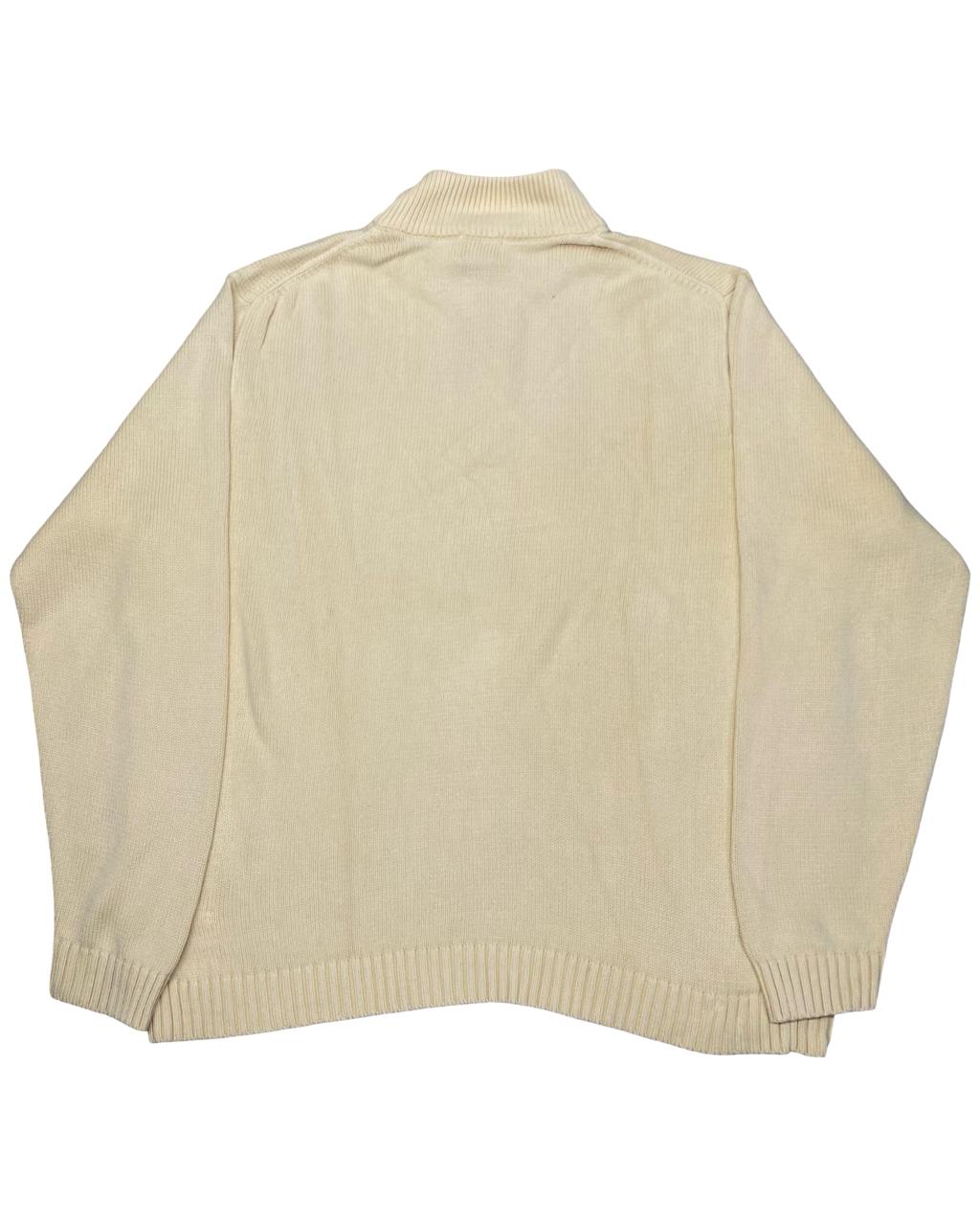 L.L.Bean Pastel Yellow Quarter-Zip Cotton Knit Sweater | Size XL | Chest 26”