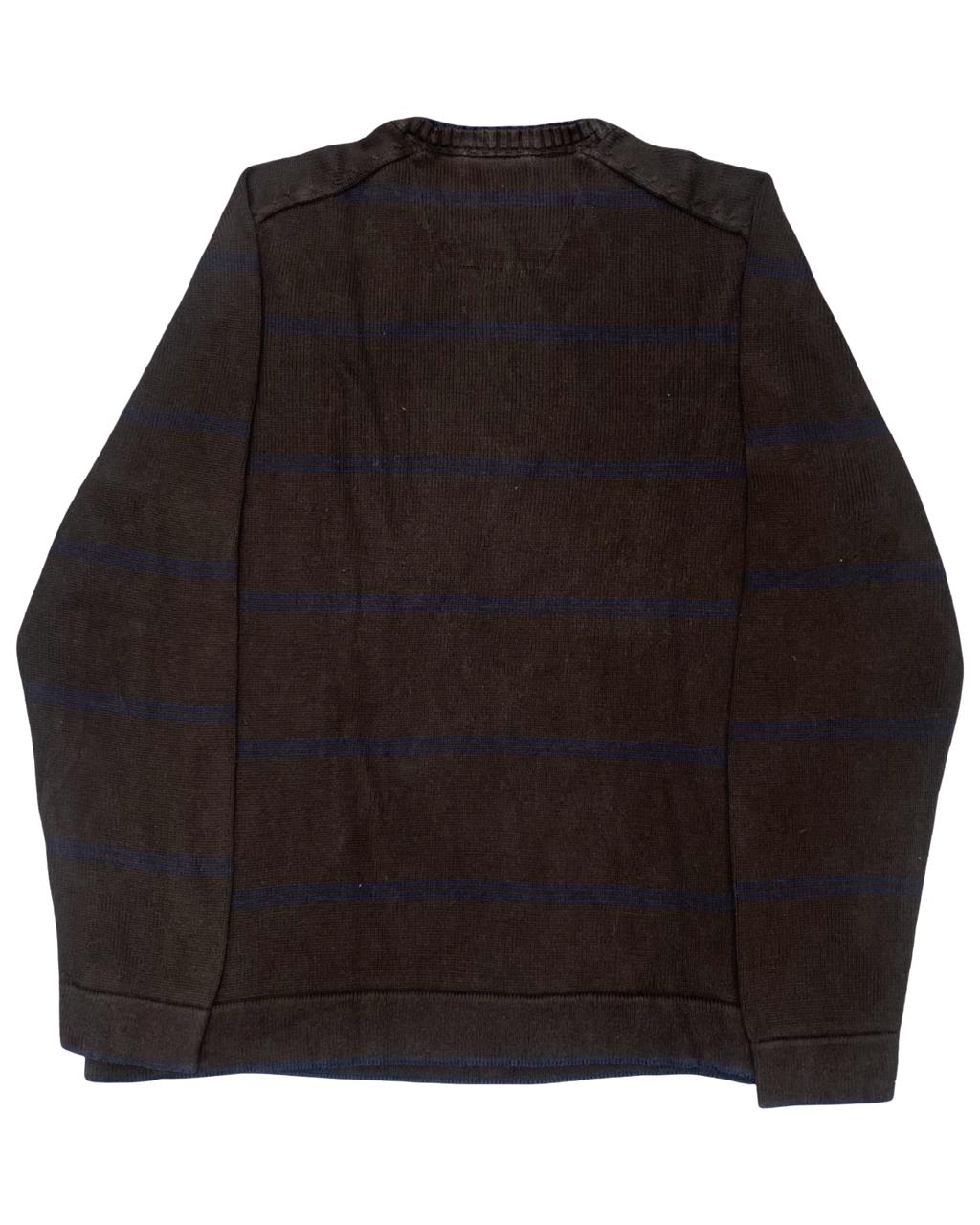 Nautica Black Striped Knit Sweater