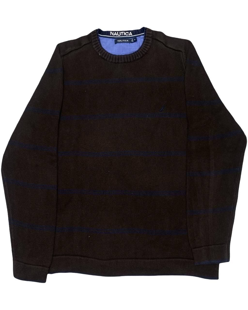 Nautica Black Striped Knit Sweater