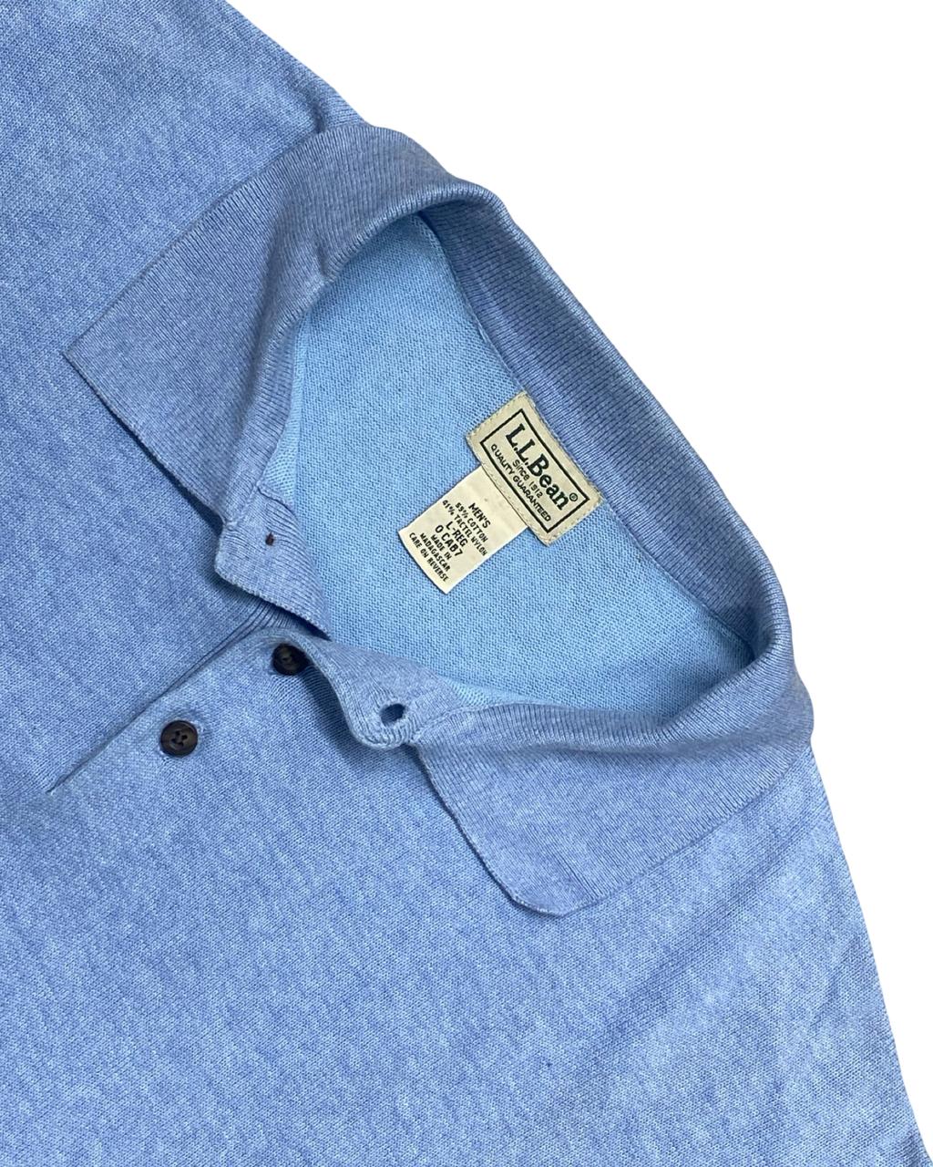 L.L.Bean Light Blue Polo Collar Sweatshirt