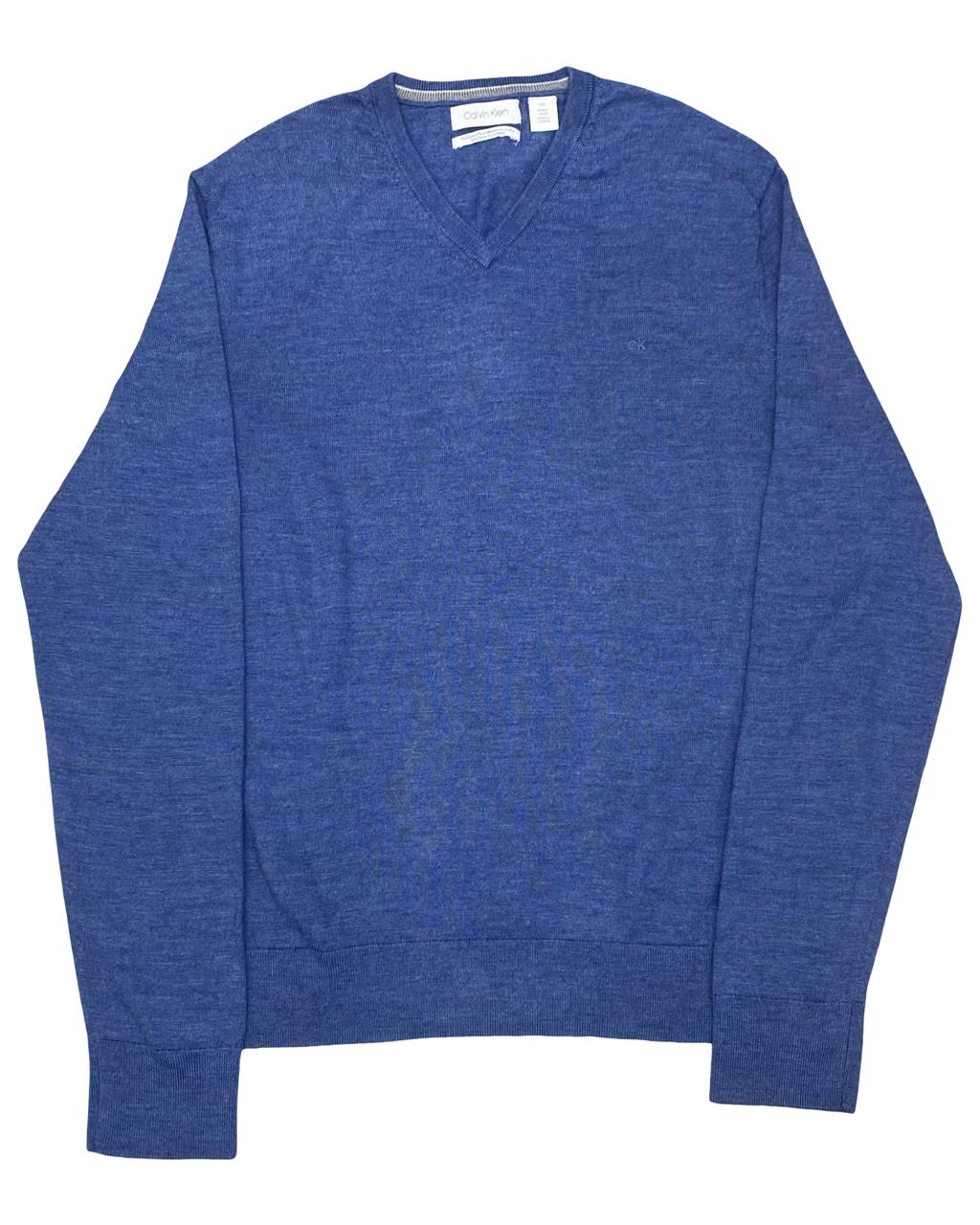 Calvin Klein Blue V-Neck Knit Sweater