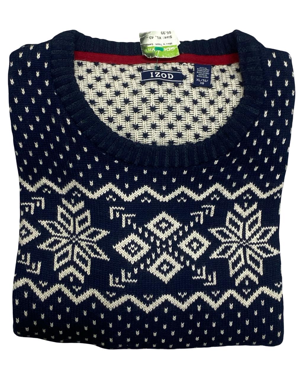 IZOD Navy Fair Isle Knit Sweater