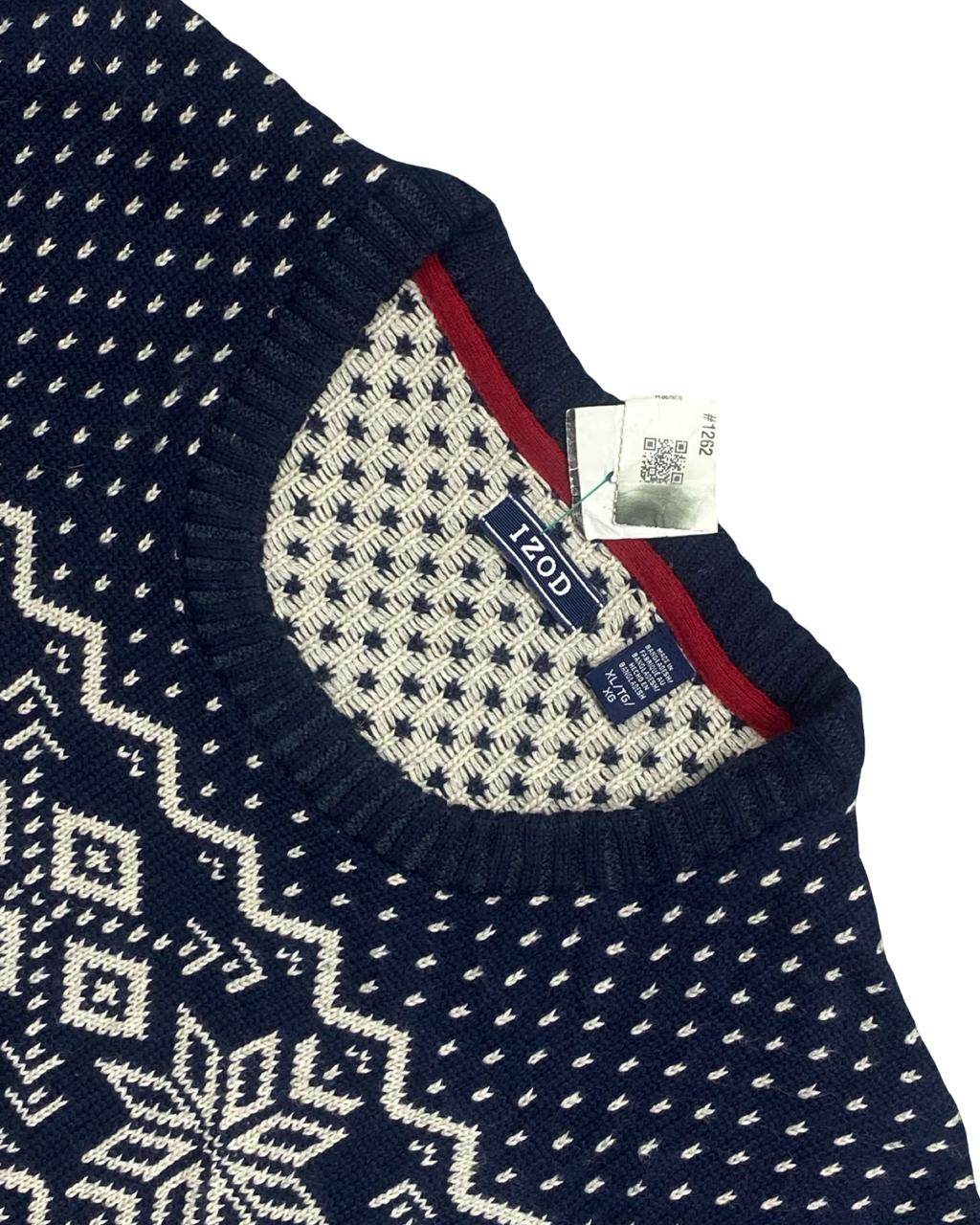 IZOD Navy Fair Isle Knit Sweater