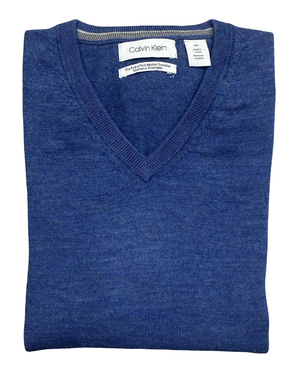Calvin Klein Blue V-Neck Knit Sweater