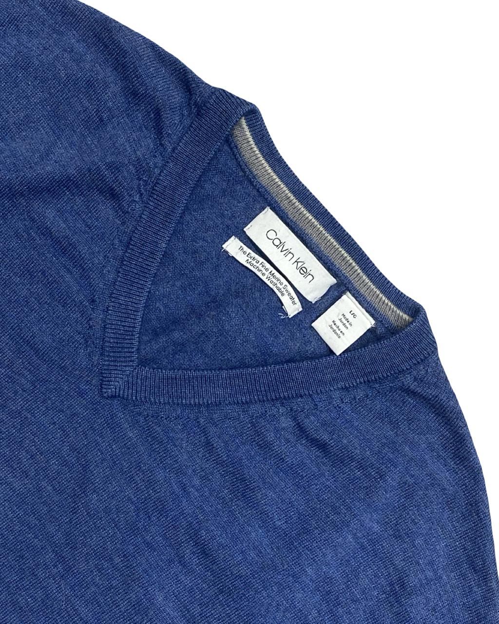 Calvin Klein Blue V-Neck Knit Sweater
