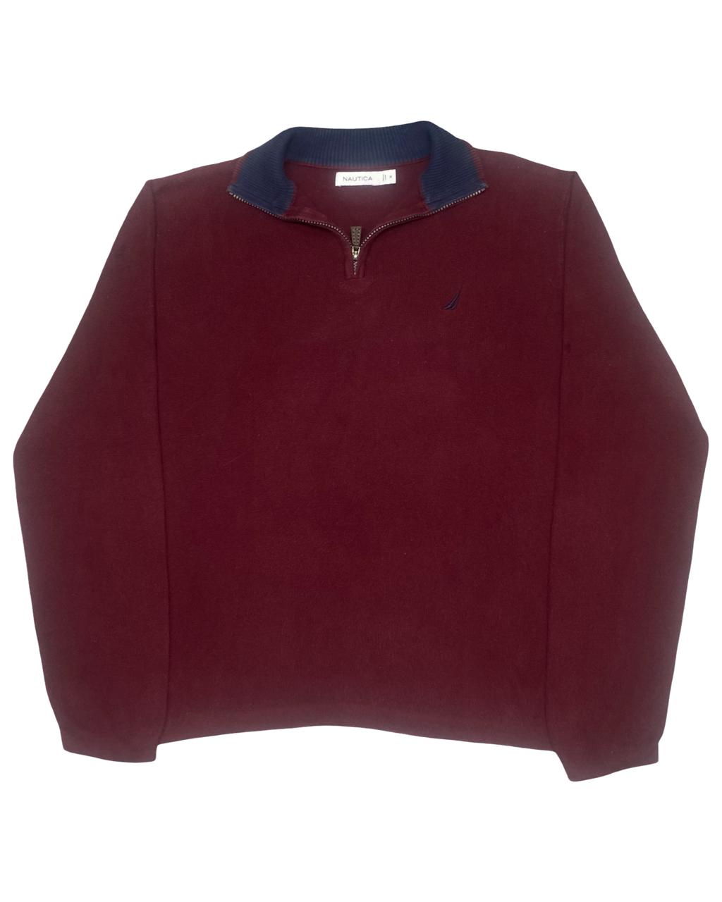 Nautica Maroon Quarter-Zip Knit Sweater