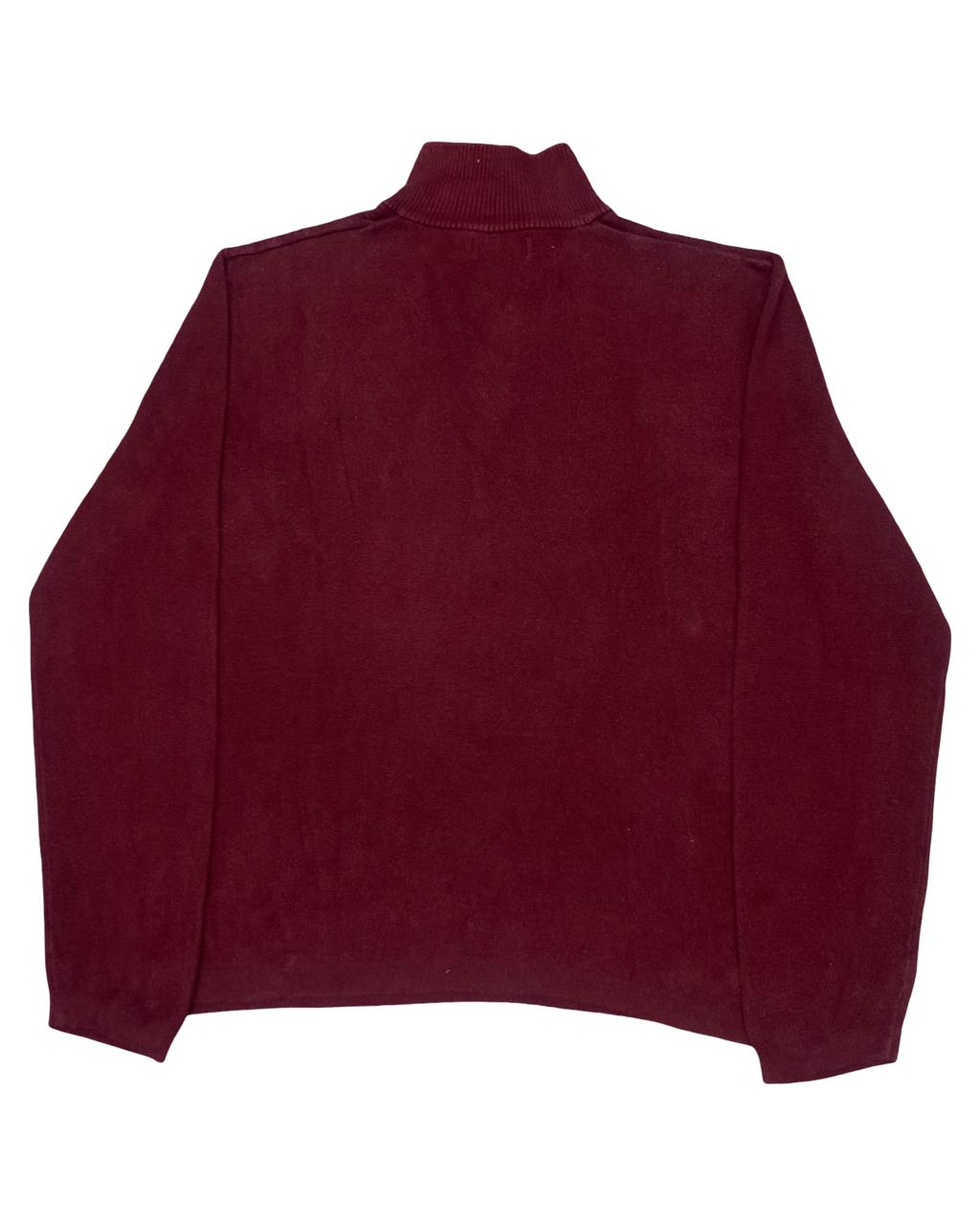 Nautica Maroon Quarter-Zip Knit Sweater