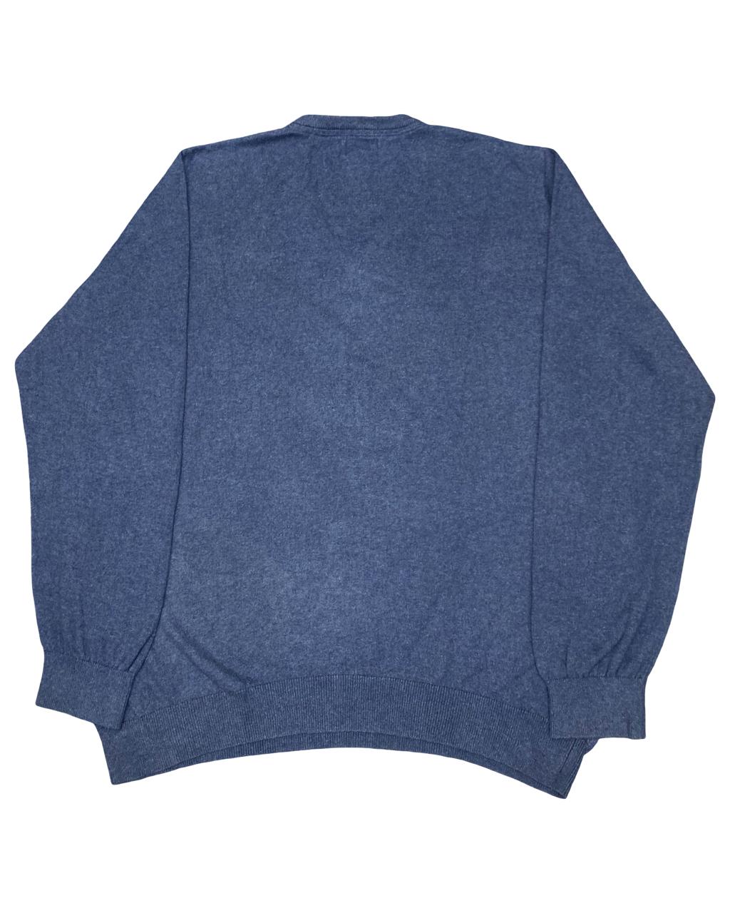 L.L.Bean Blue Cotton-Cashmere V-Neck Sweater