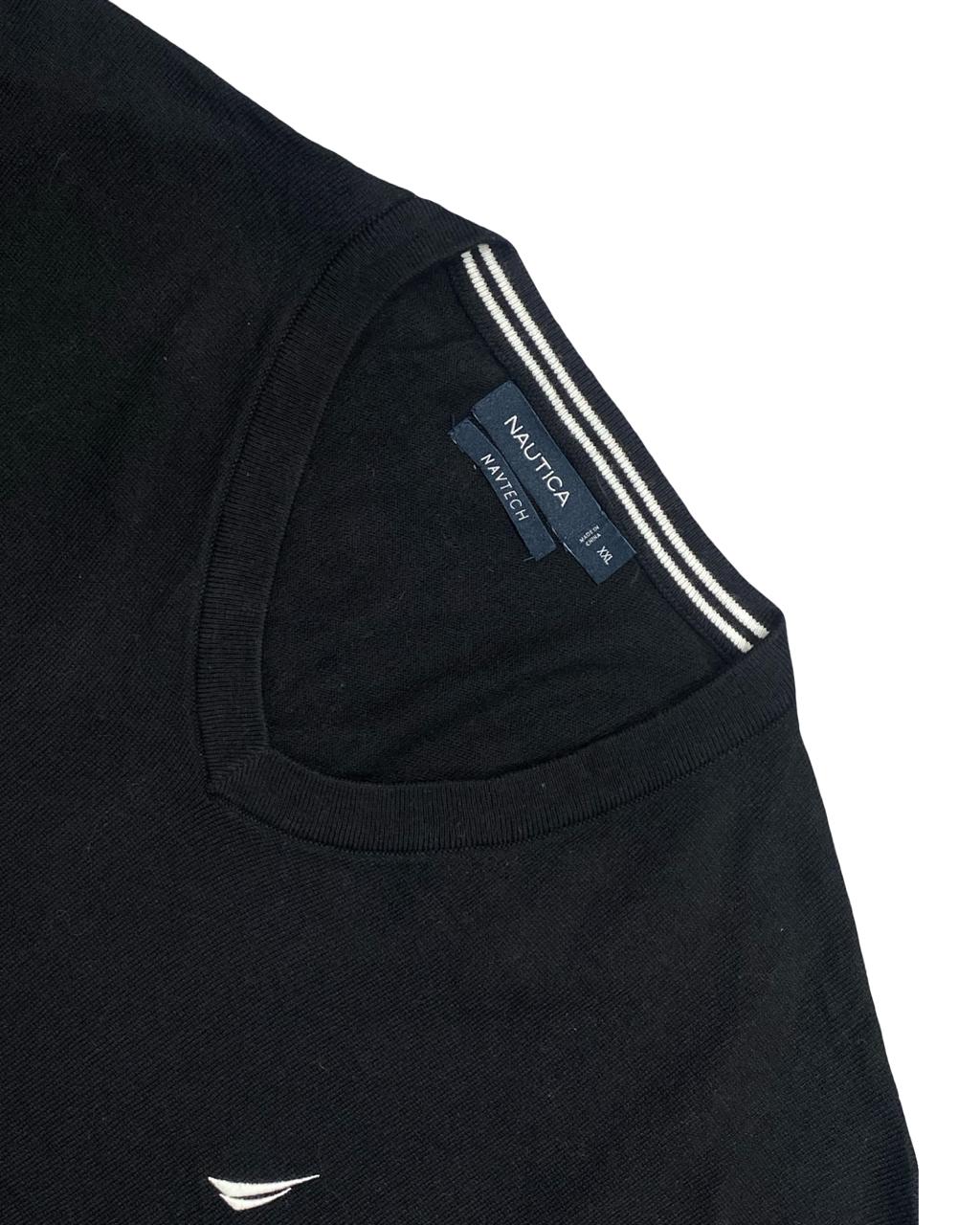 Nautica Black V-Neck Knit Sweater